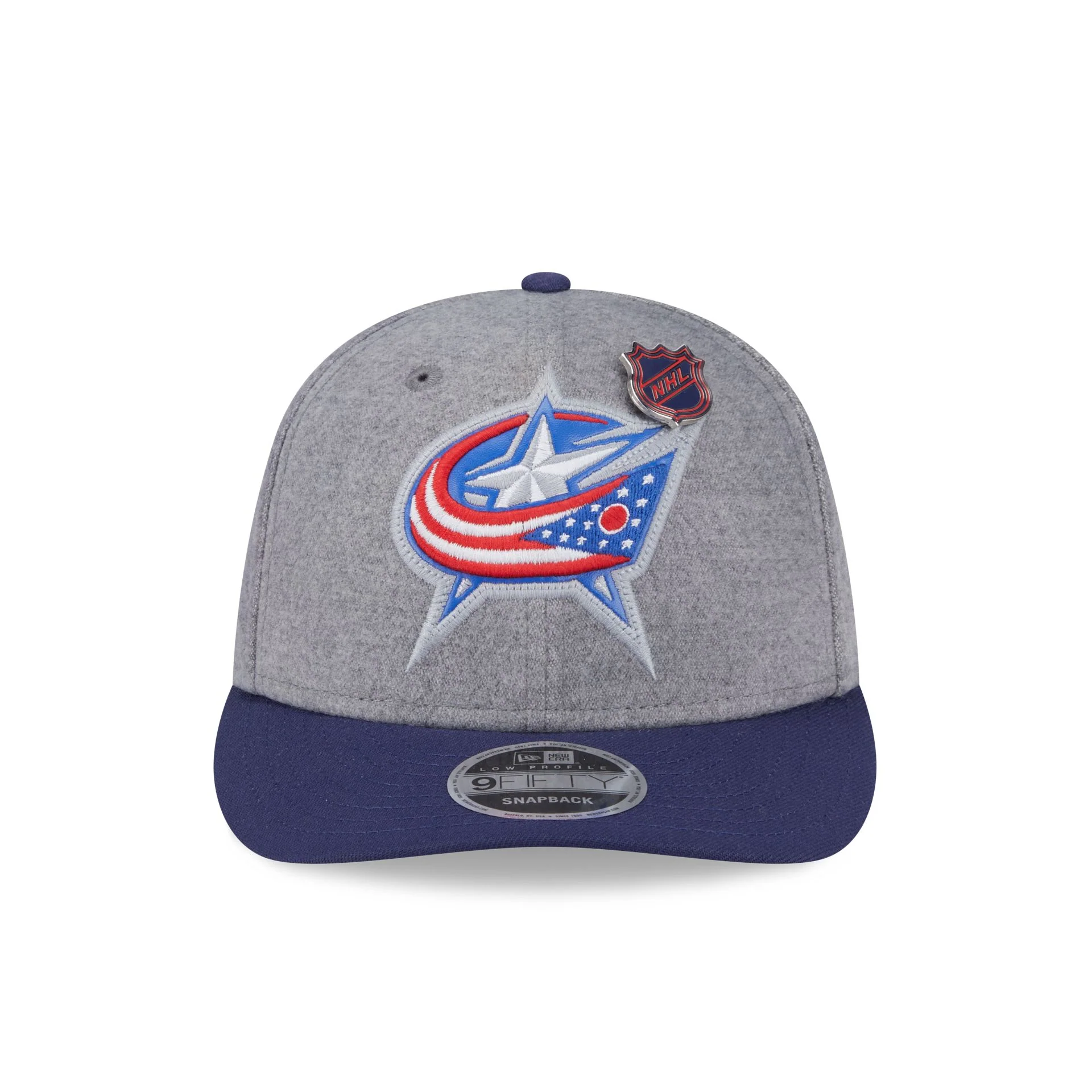 Columbus Blue Jackets Heather Gray Wool Low Profile 9FIFTY Snapback Hat - Image 2