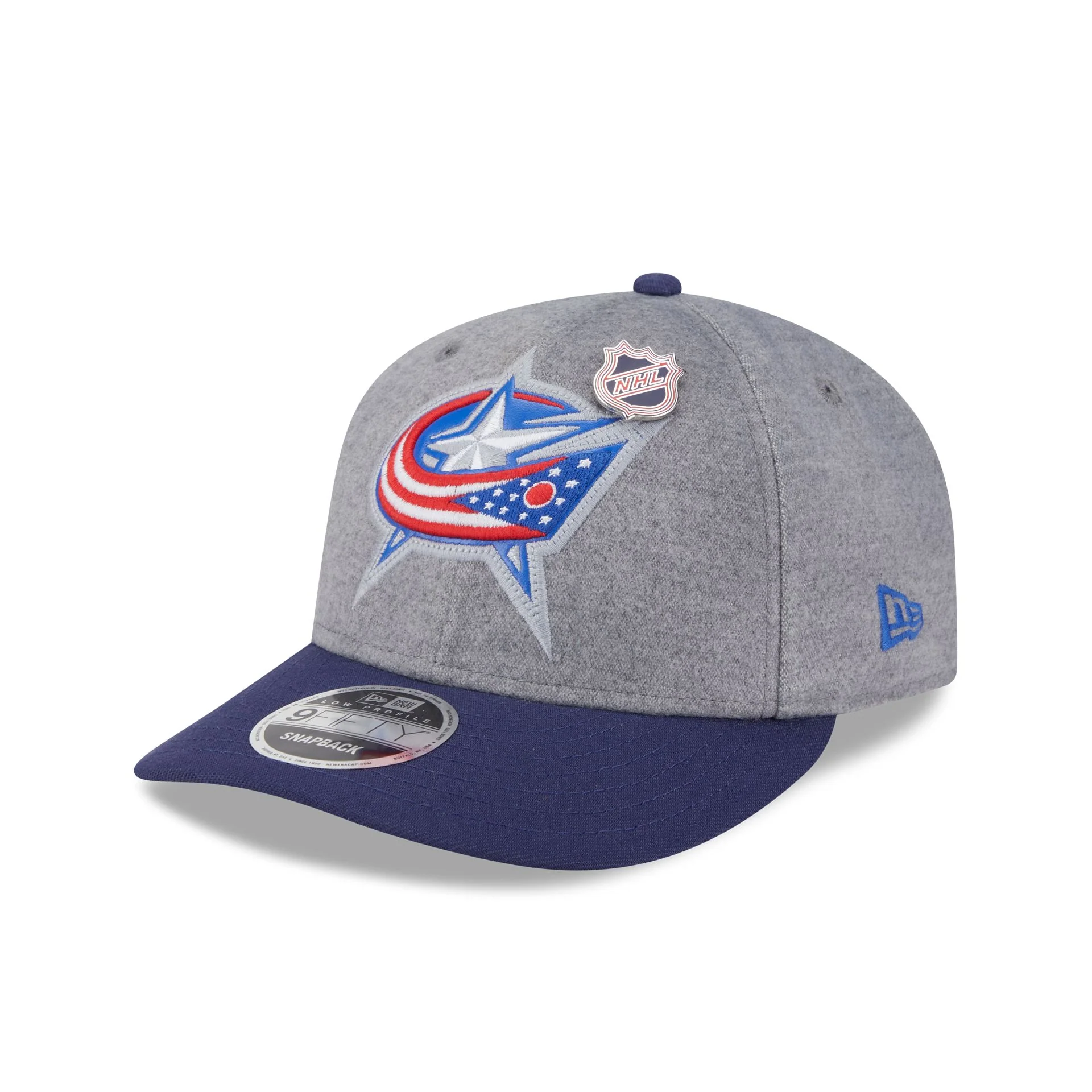 Columbus Blue Jackets Heather Gray Wool Low Profile 9FIFTY Snapback Hat - Image 3