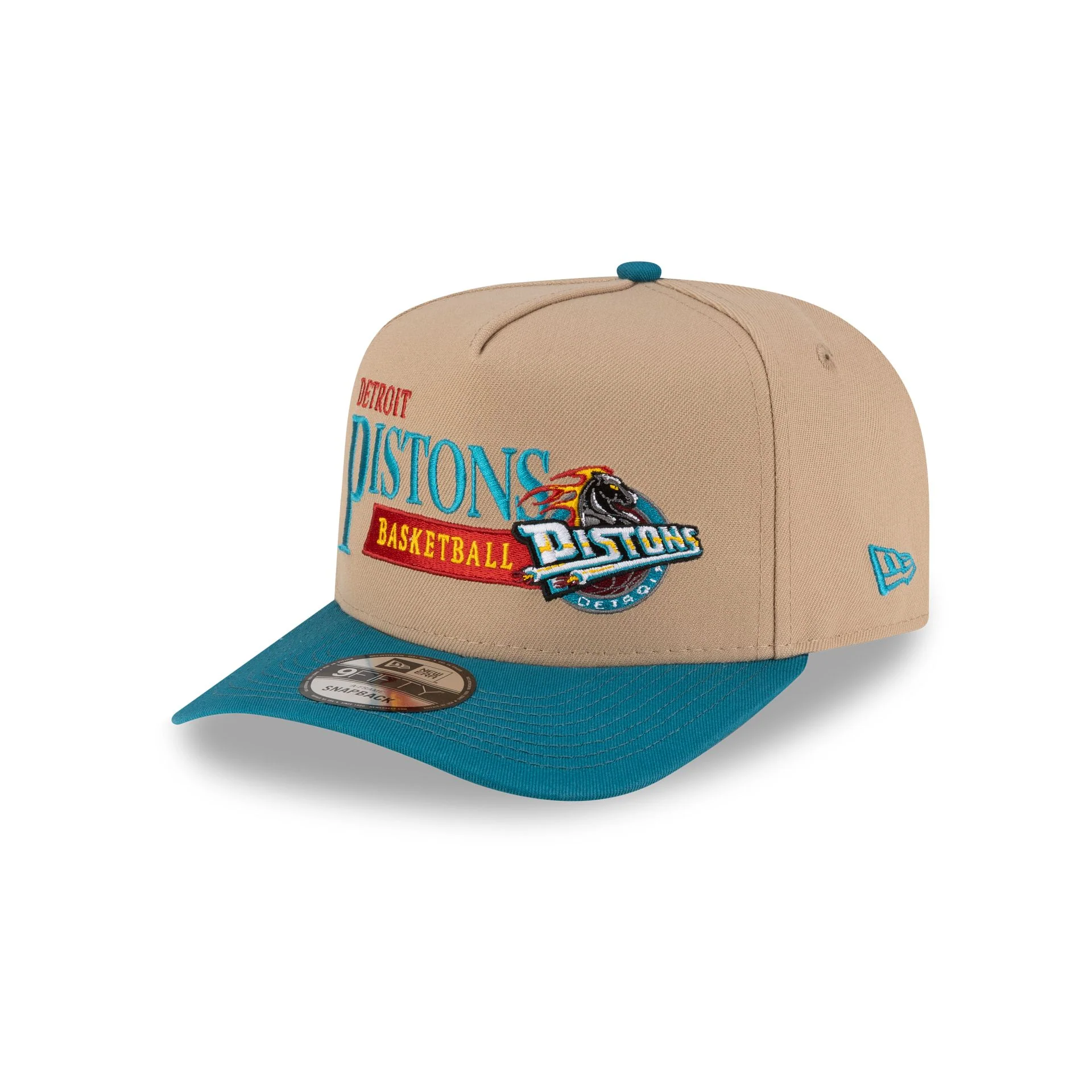 Detroit Pistons 1996-2001 Hardwood Classics Liner Camel 9FIFTY A-Frame Snapback Hat - Image 3