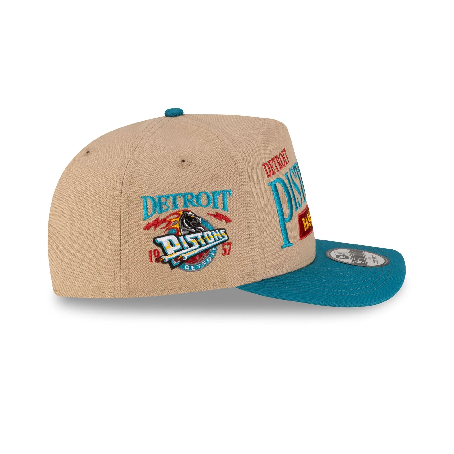 Detroit Pistons 1996-2001 Hardwood Classics Liner Camel 9FIFTY A-Frame Snapback Hat - Image 4