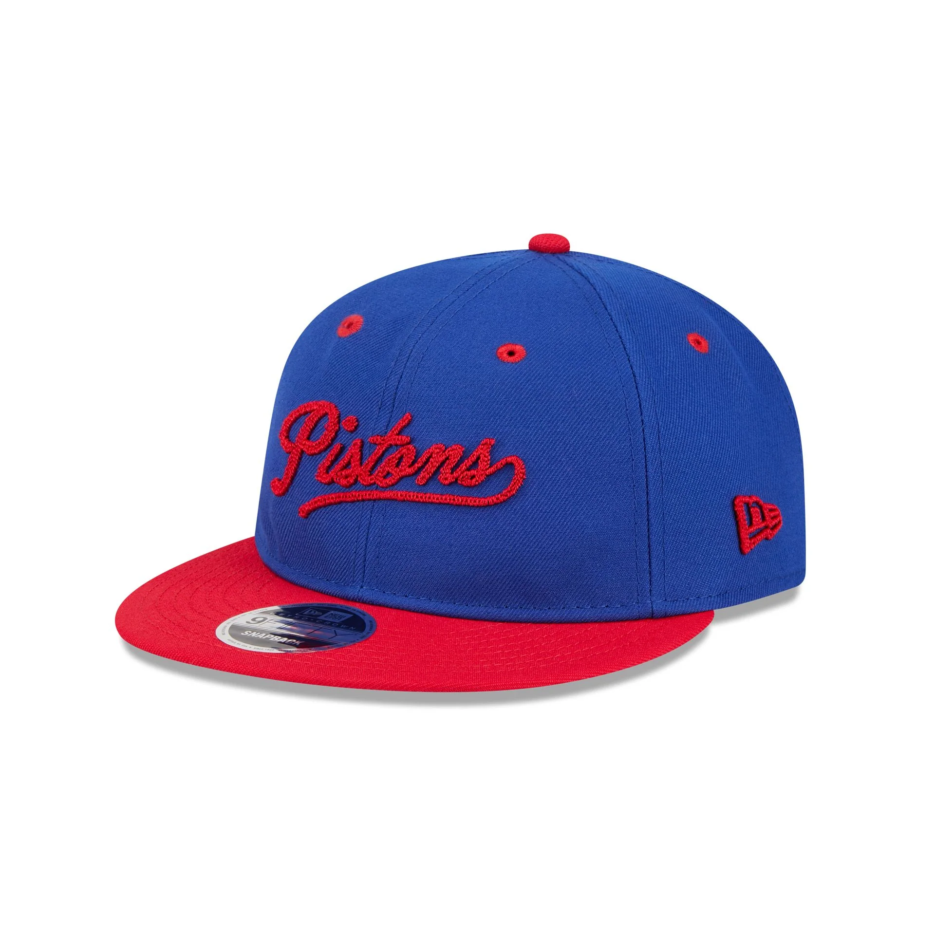 Detroit Pistons Chainstitch Script Retro Crown 9FIFTY Snapback Hat - Image 3