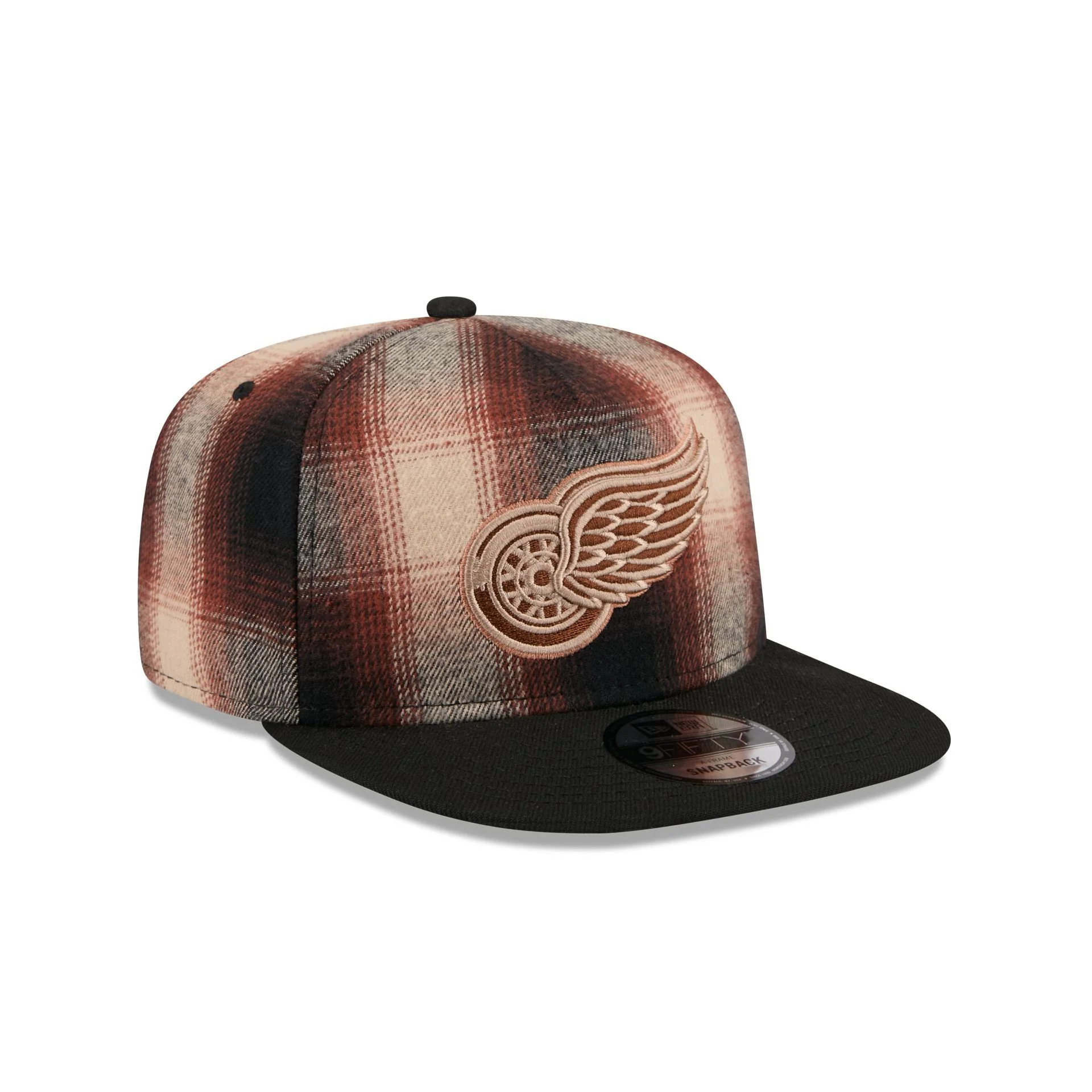 Detroit Red Wings Grunge Plaid 9FIFTY A-Frame Adjustable Hat - Image 3