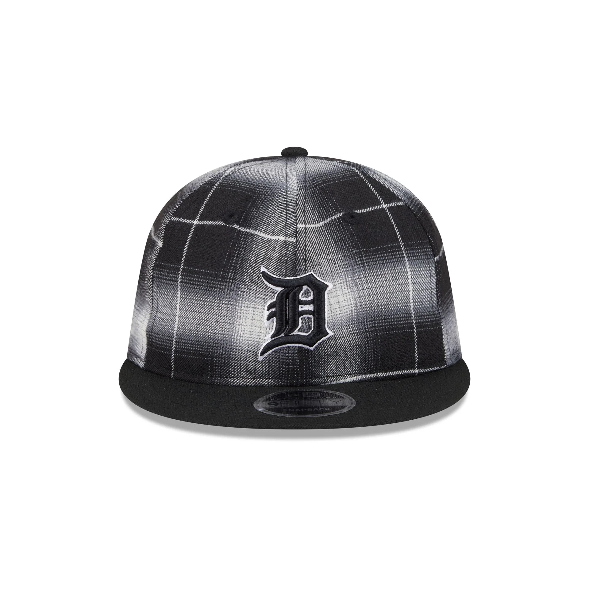 Detroit Tigers Black and White Plaid Retro Crown 9FIFTY Snapback Hat - Image 2