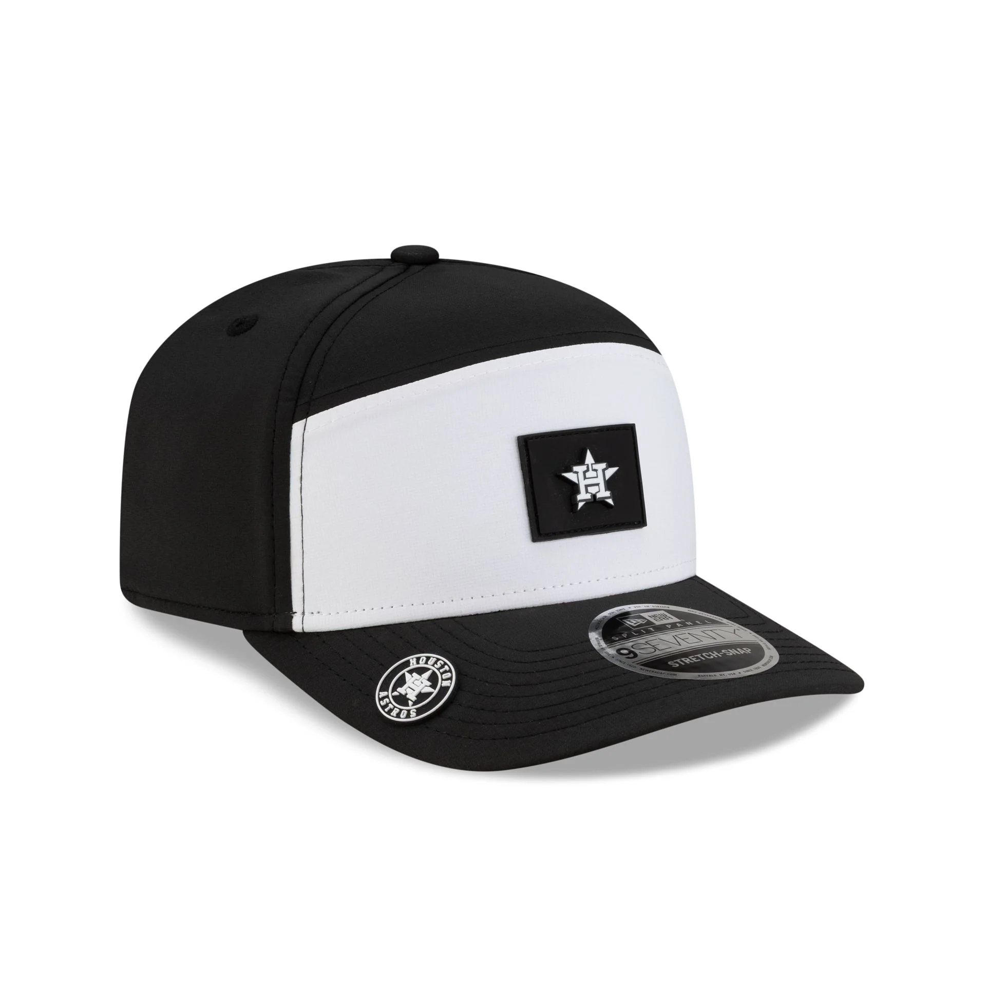 Houston Astros 2026 Clubhouse Black & White Split Panel 9SEVENTY Stretch-Snap Hat