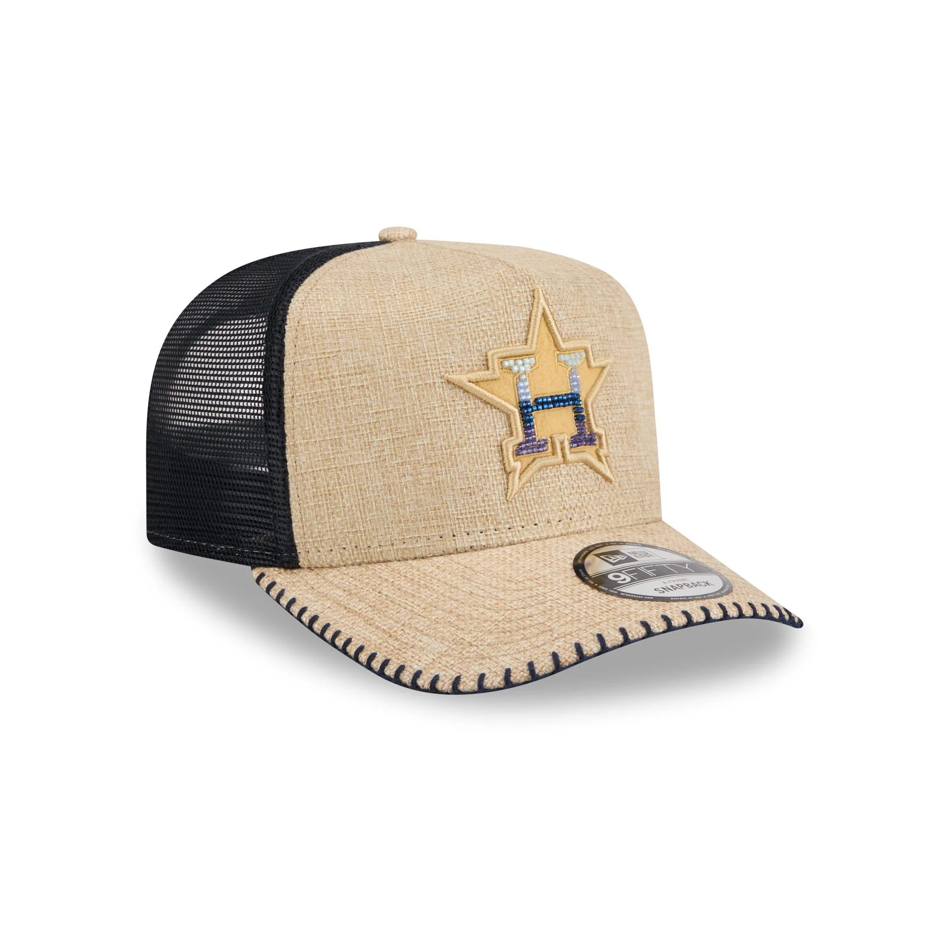 Houston Astros Beaded Canvas 9FIFTY A-Frame Trucker Hat - Image 3