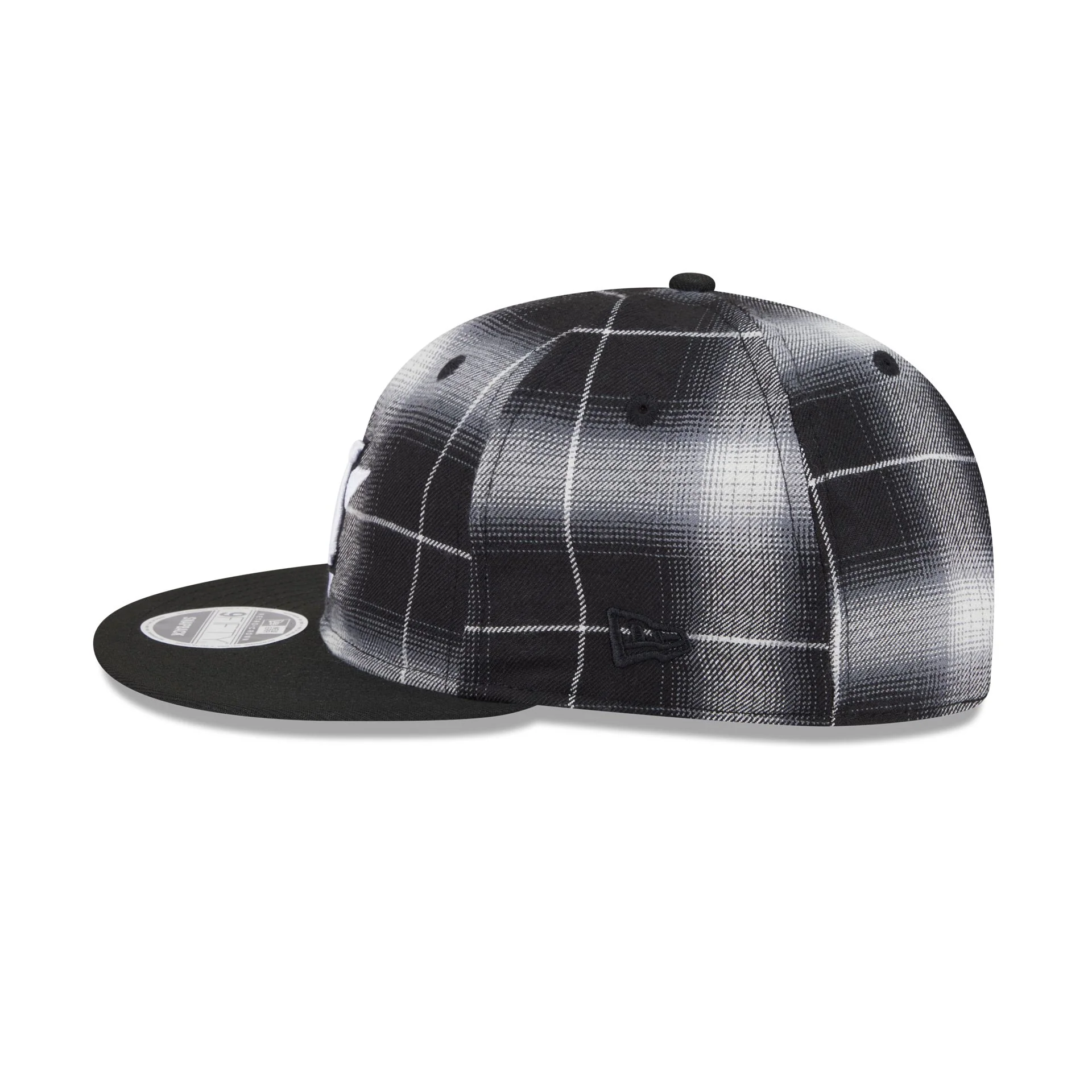 Houston Astros Black and White Plaid Retro Crown 9FIFTY Snapback Hat - Image 4