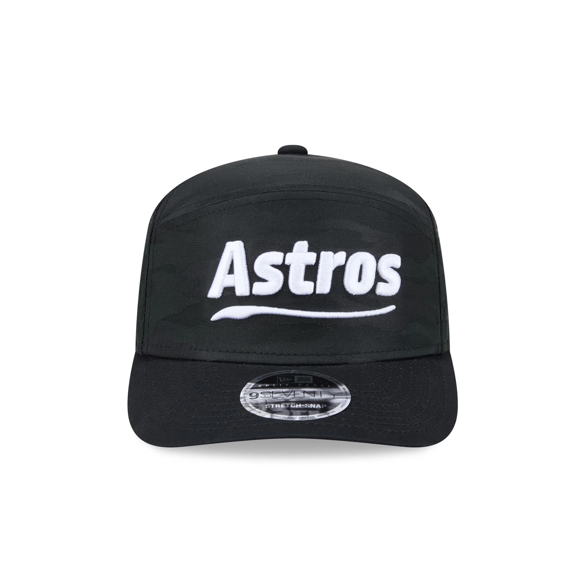 Houston Astros Black Camo Split Panel 9SEVENTY Stretch-Snap Hat - Image 2