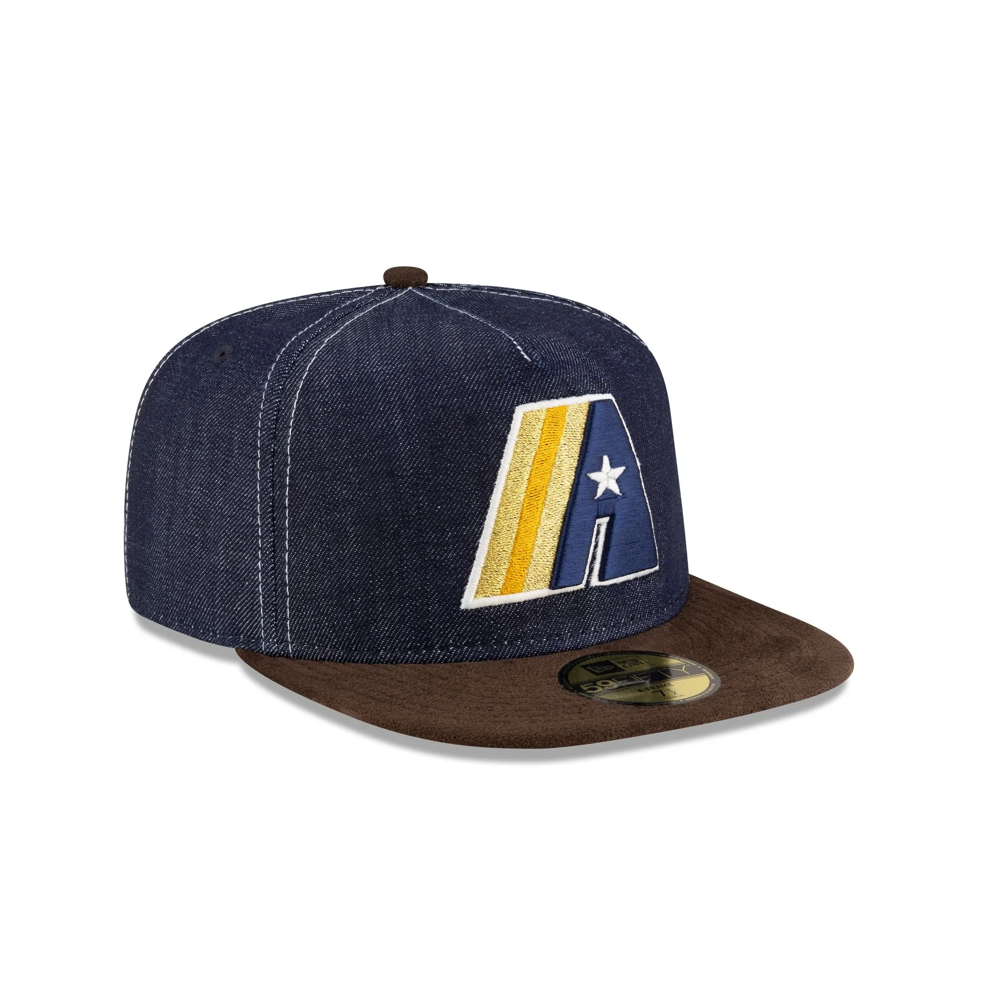 Houston Astros Houston Pack Denim Cooperstown Logo 59FIFTY A-Frame Fitted Hat - Image 3