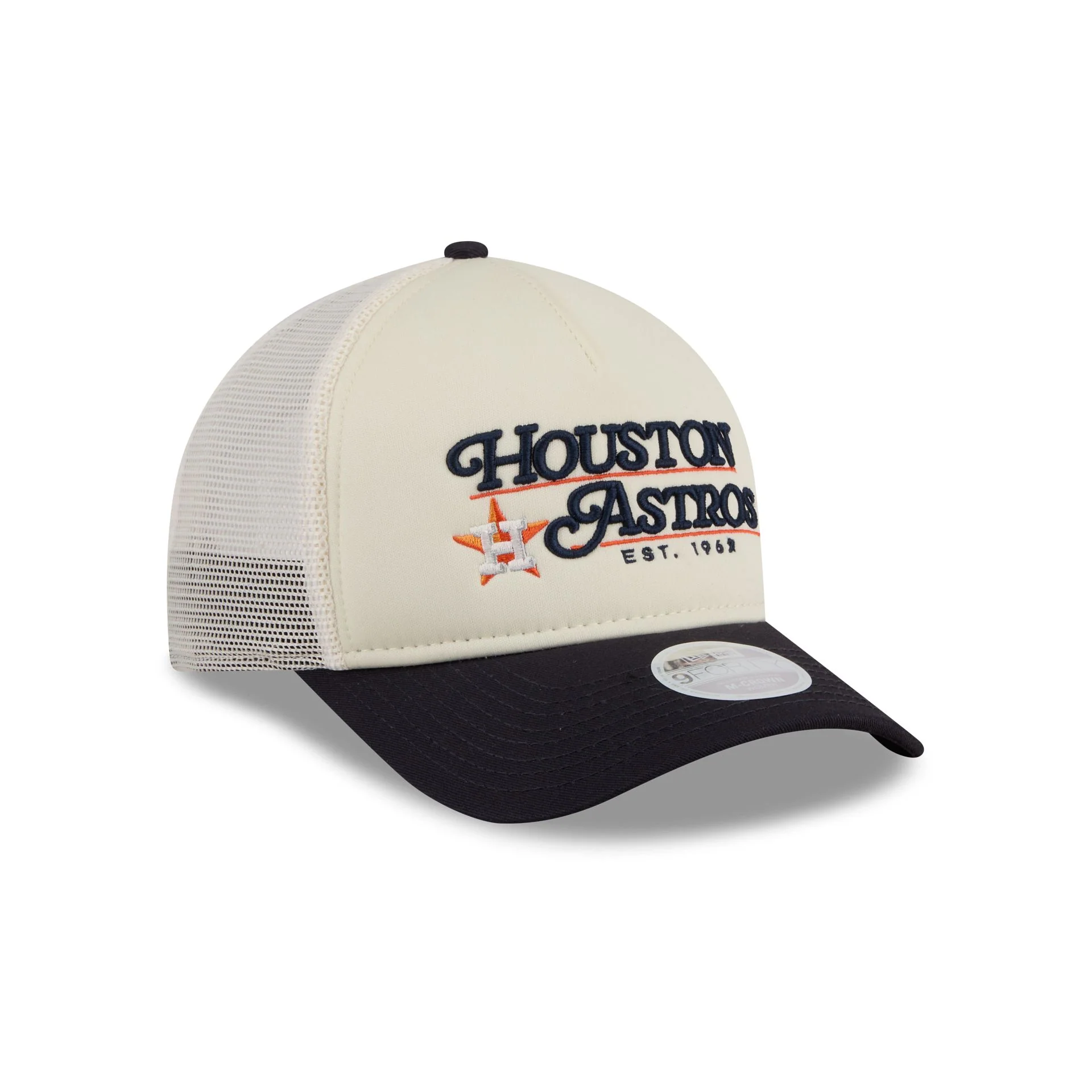 Houston Astros Retro Chrome Women's White 9FORTY M-Crown A-Frame Trucker Hat - Image 3