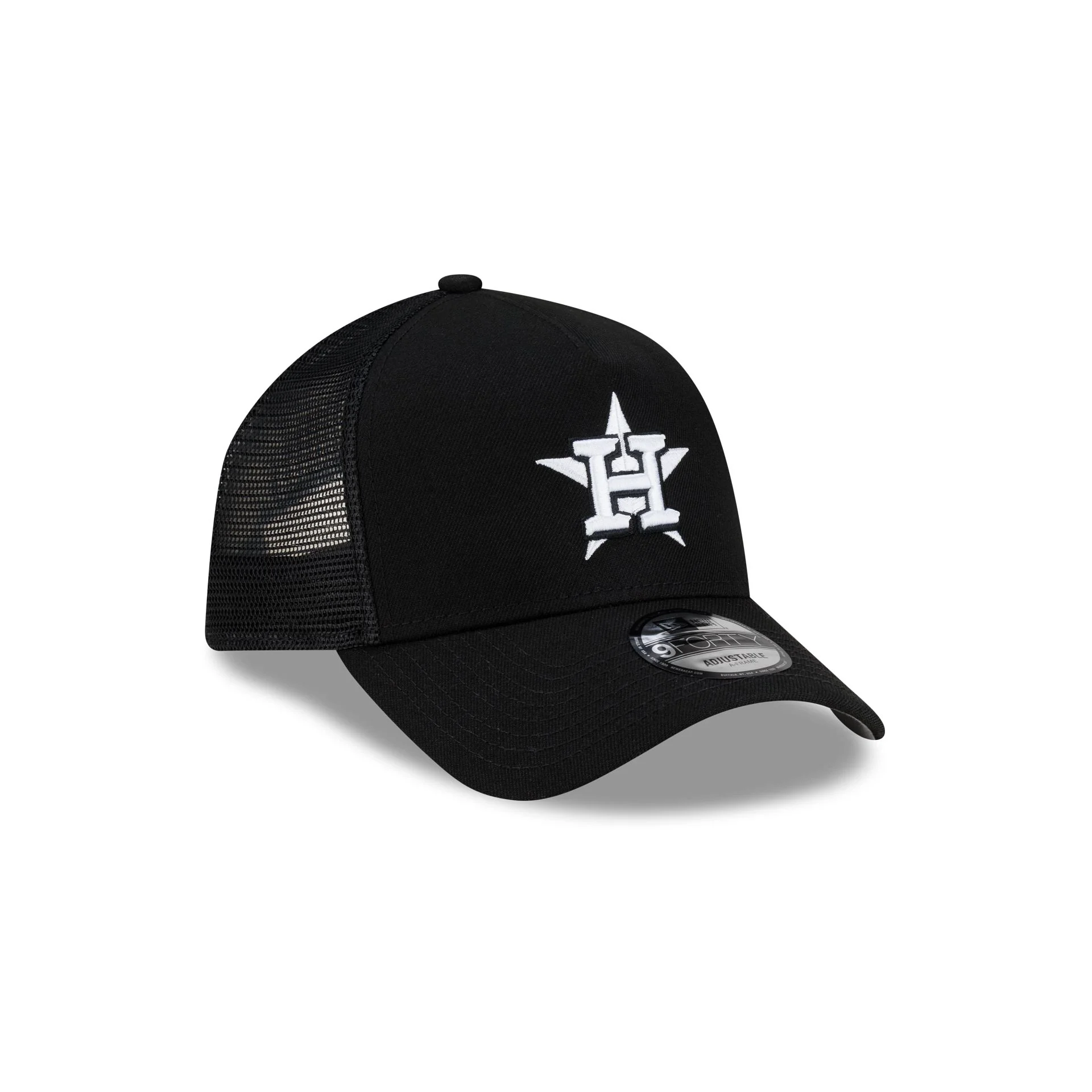 Houston Astros Side Script Black 9FORTY A-Frame Trucker Hat - Image 3