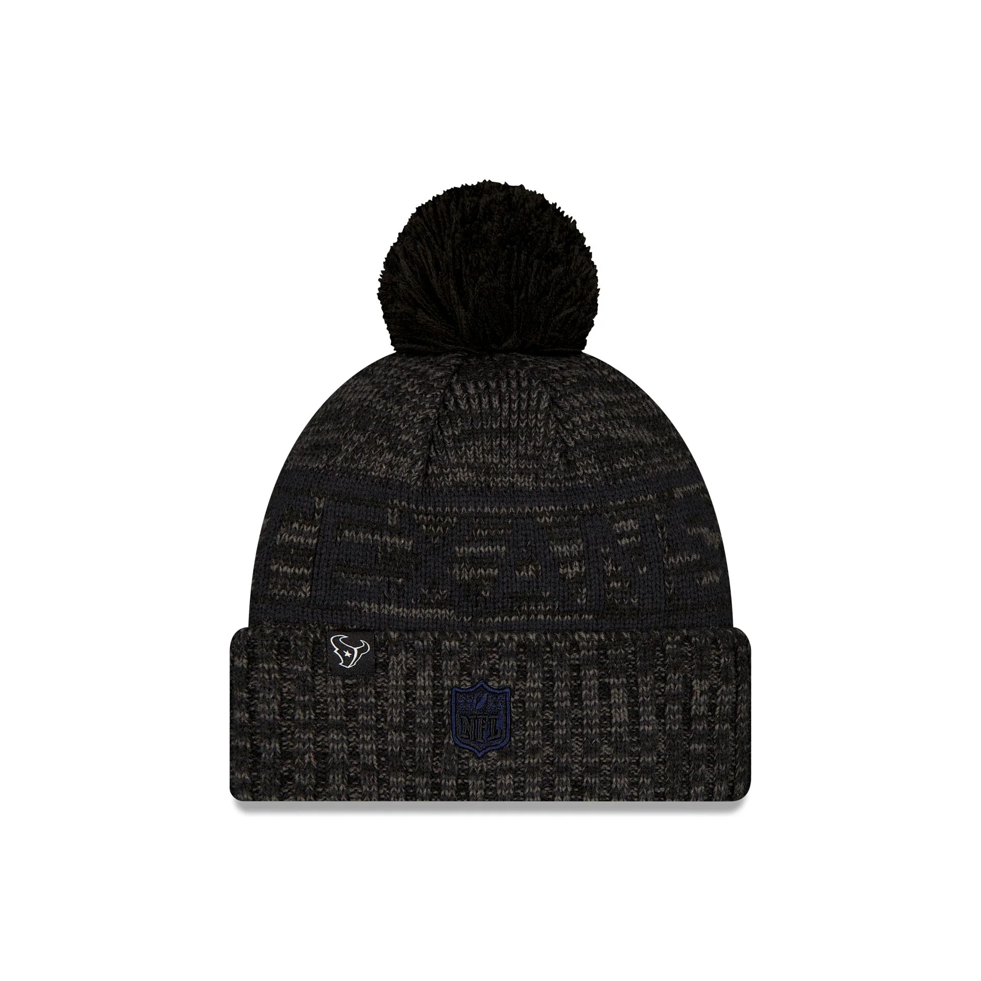 Houston Texans 2025 Sideline Cold Weather Black H Pom Knit Hat - Image 2