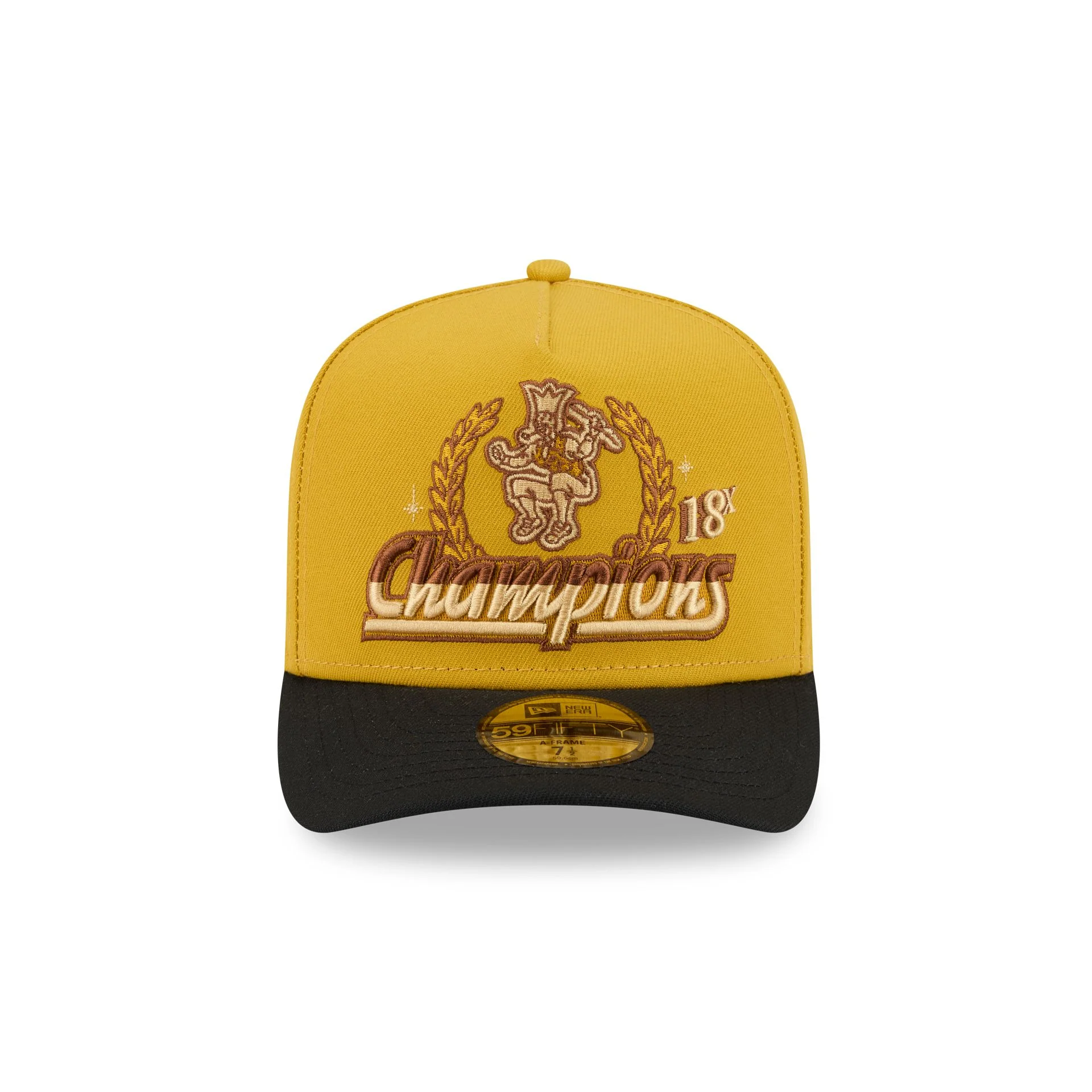 Just Caps Hardwood Classics Trophy Yellow Boston Celtics 59FIFTY A-Frame Fitted Hat - Image 2