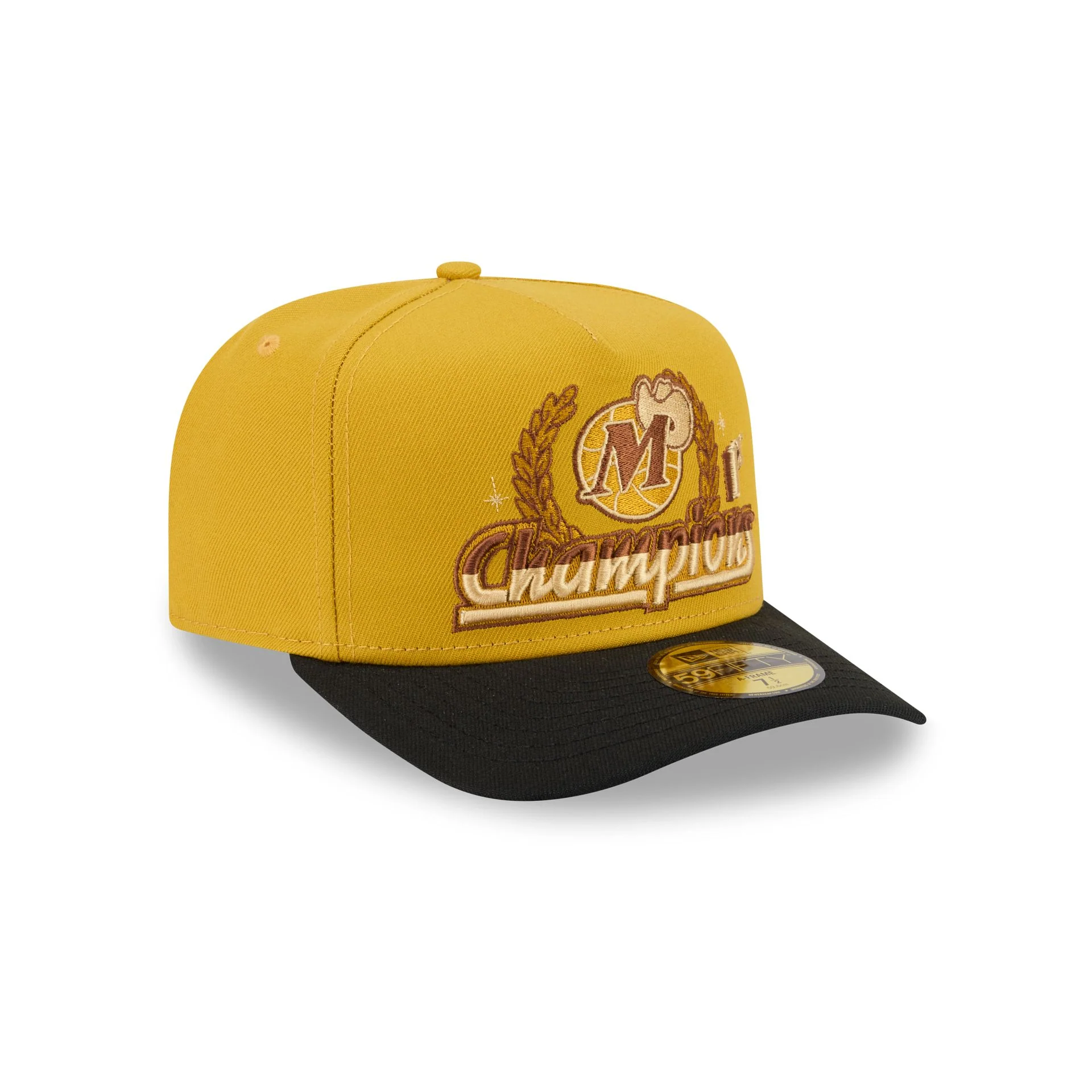 Just Caps Hardwood Classics Trophy Yellow Dallas Mavericks 59FIFTY A-Frame Fitted Hat - Image 3