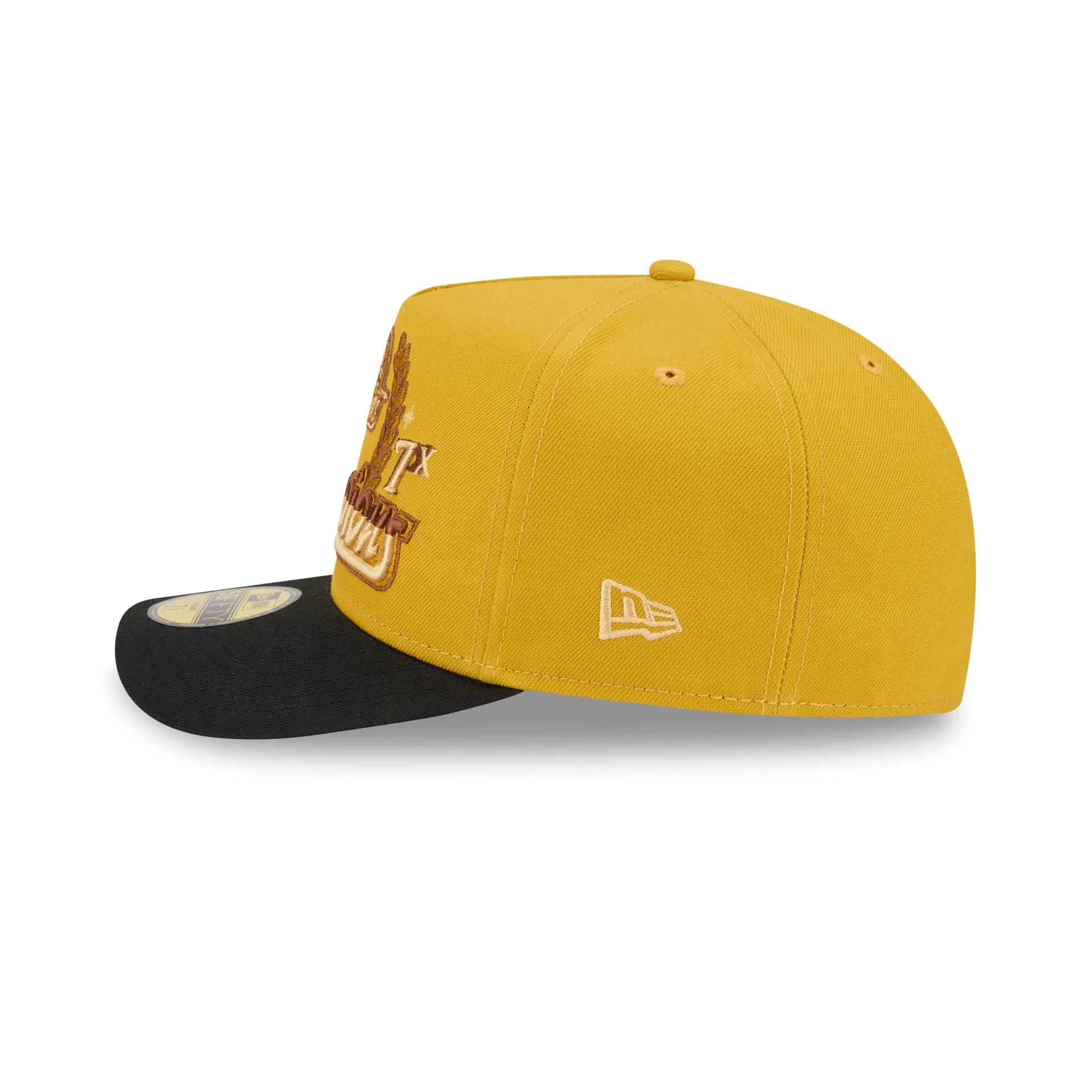Just Caps Hardwood Classics Trophy Yellow Golden State Warriors 59FIFTY A-Frame Fitted Hat - Image 4