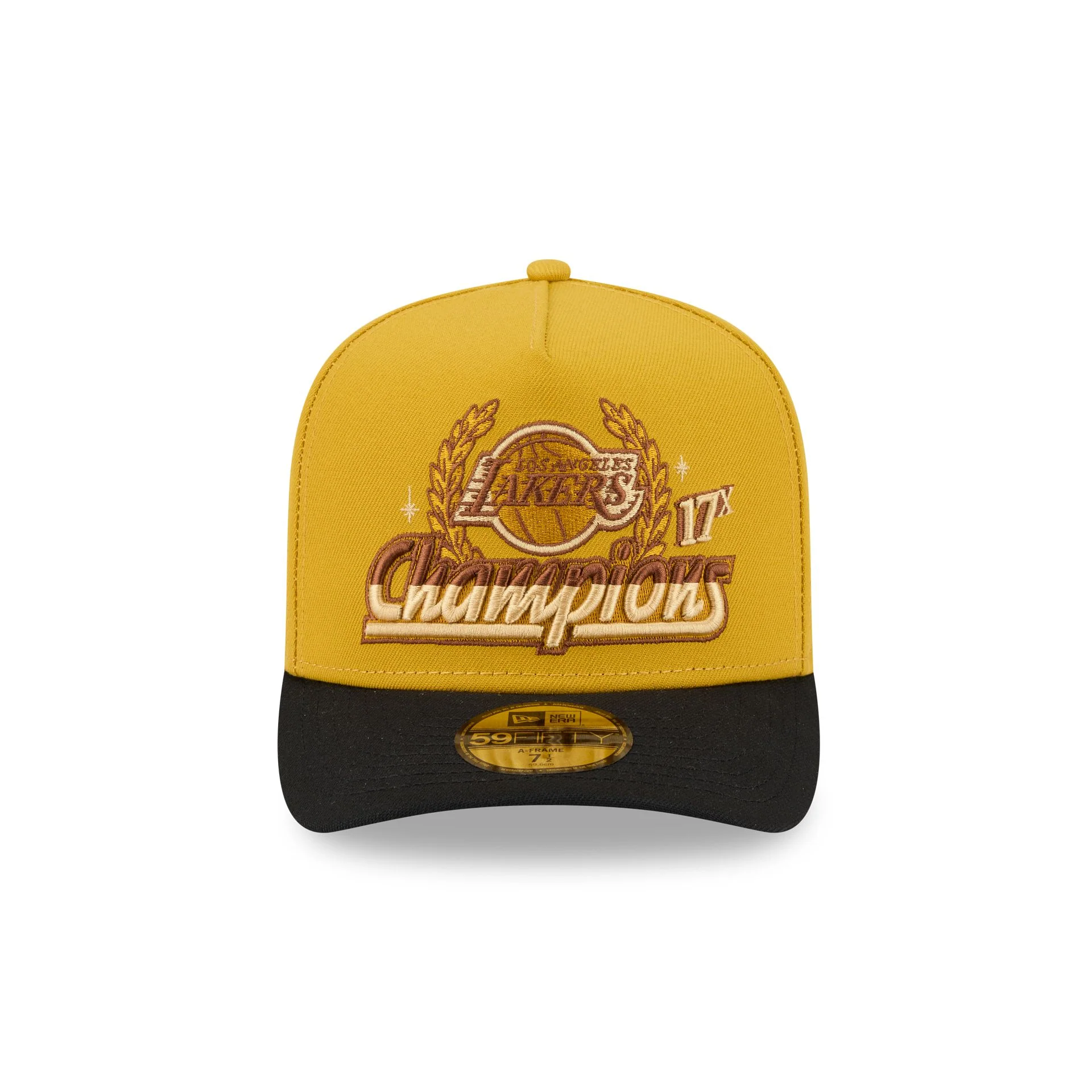 Just Caps Hardwood Classics Trophy Yellow Los Angeles Lakers 59FIFTY A-Frame Fitted Hat - Image 2
