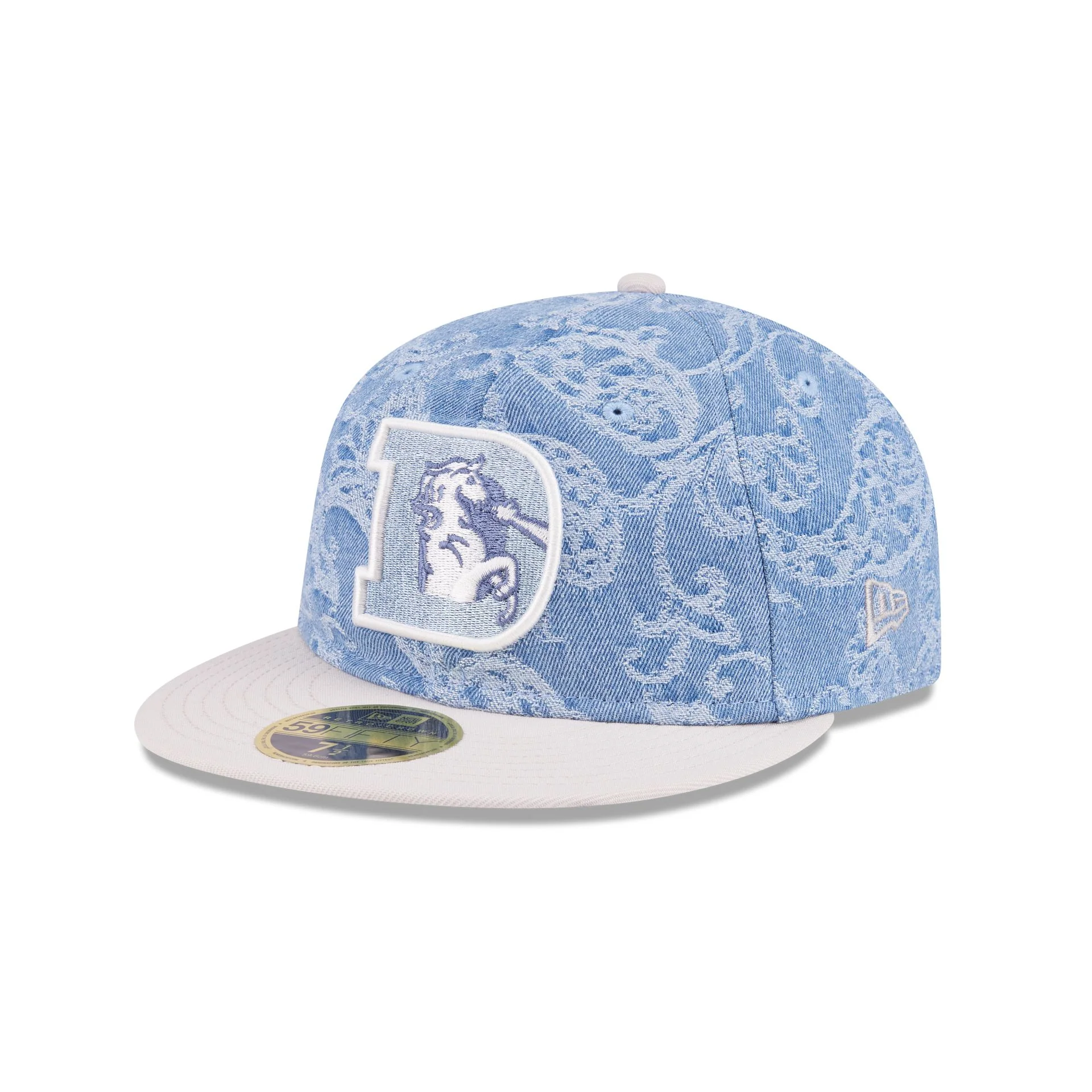 Just Caps Jacquard Denim Denver Broncos Retro Crown 59FIFTY Fitted Hat - Image 3