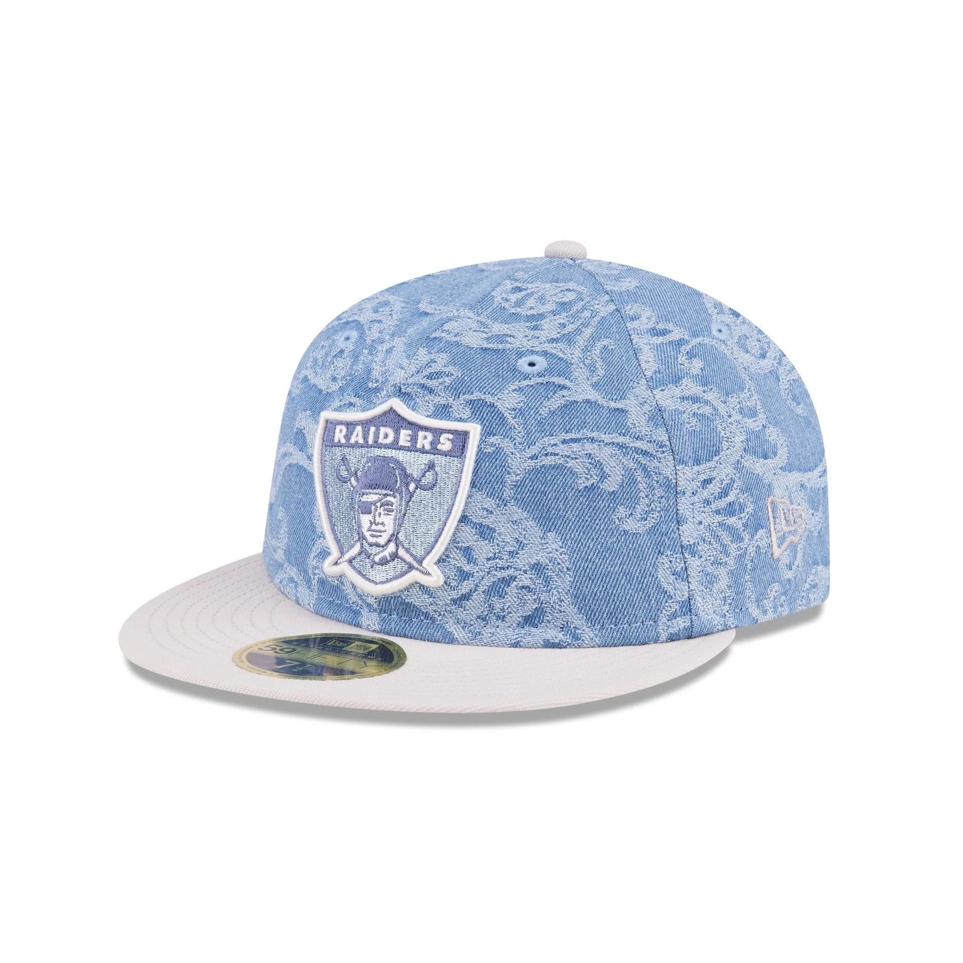 Just Caps Jacquard Denim Las Vegas Raiders Retro Crown 59FIFTY Fitted Hat - Image 3