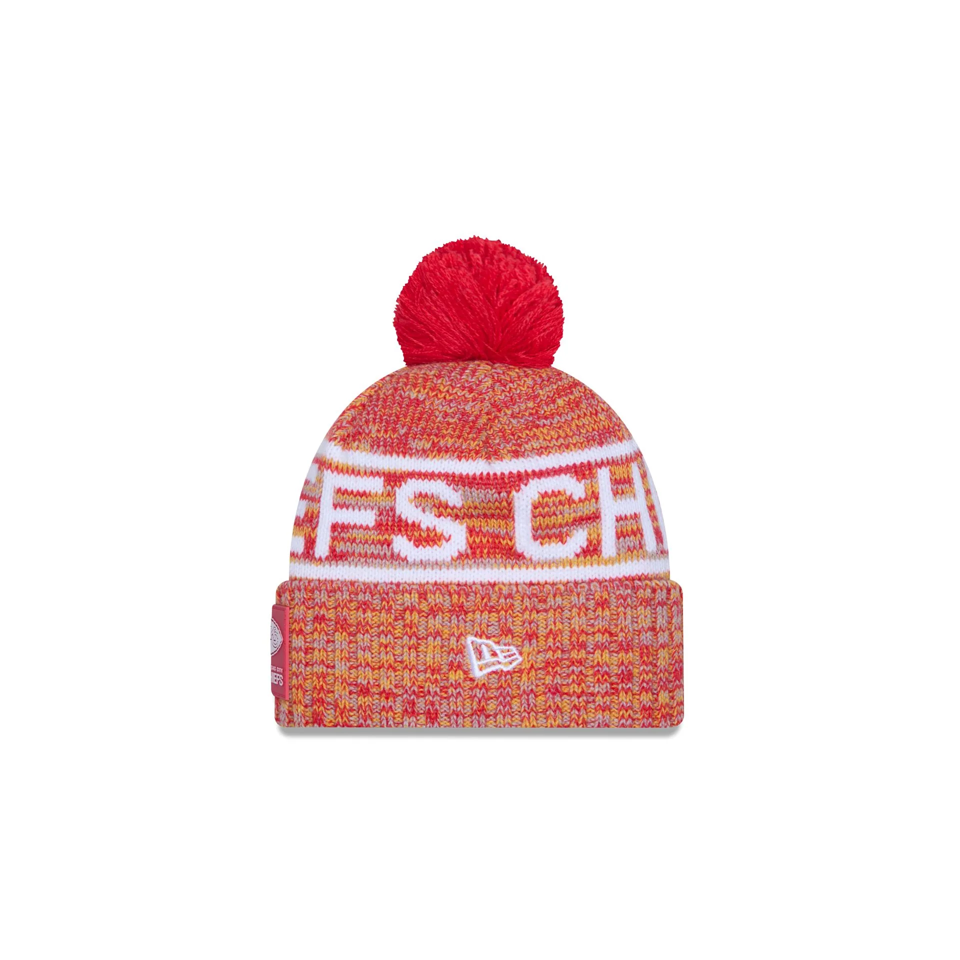 Kansas City Chiefs 2025 Sideline Cold Weather Kids Pom Knit Hat - Image 2