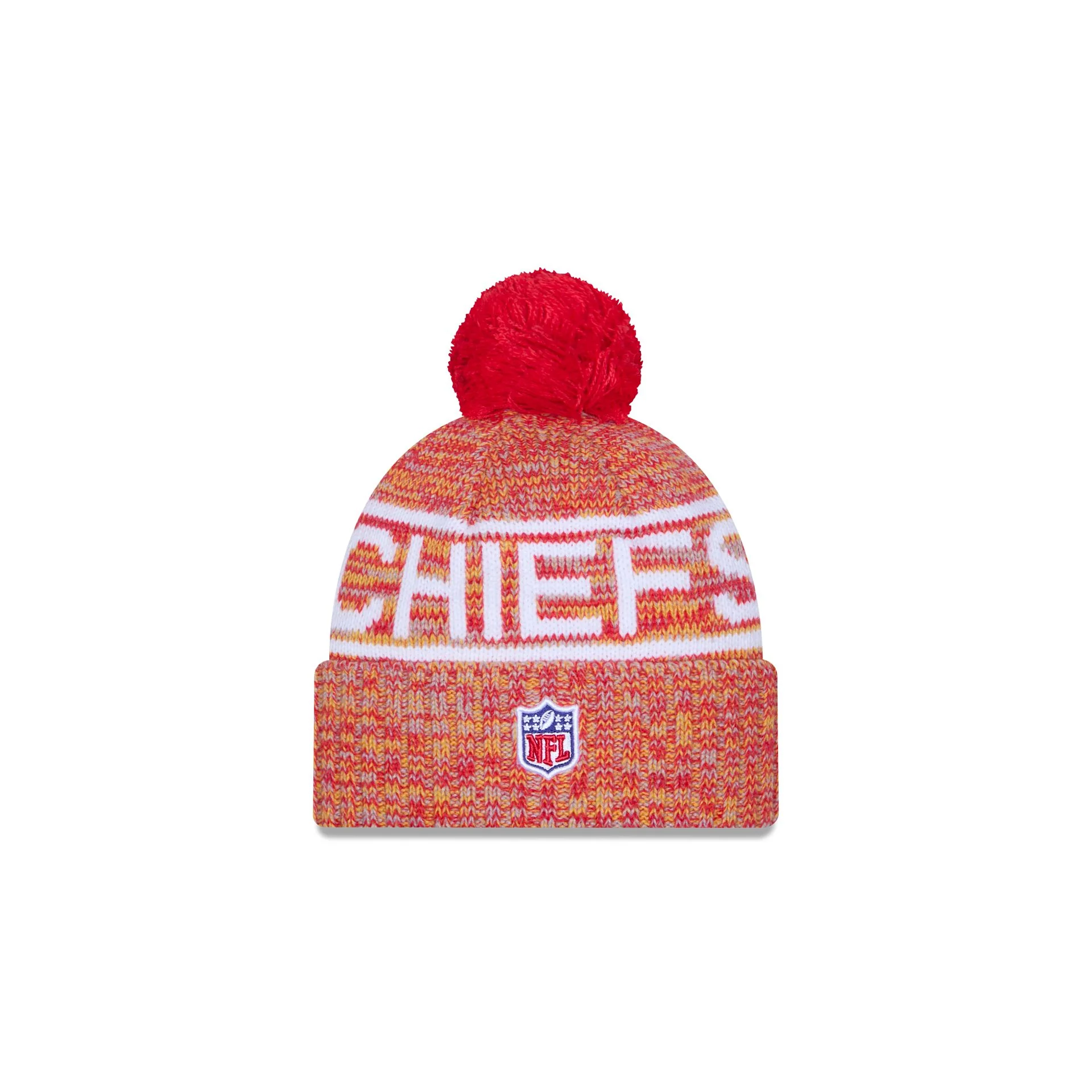 Kansas City Chiefs 2025 Sideline Cold Weather Kids Pom Knit Hat - Image 3