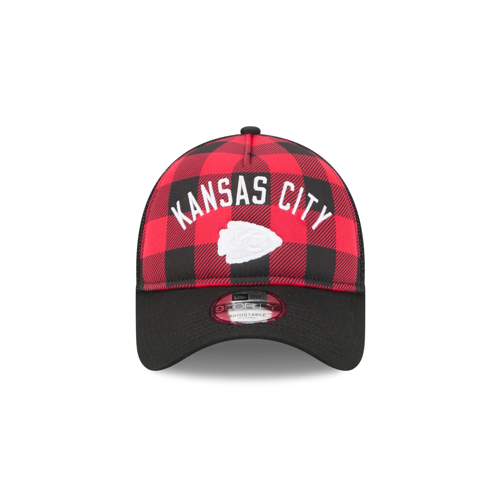 Kansas City Chiefs Evergreen Check 9FORTY A-Frame Trucker Hat - Image 2