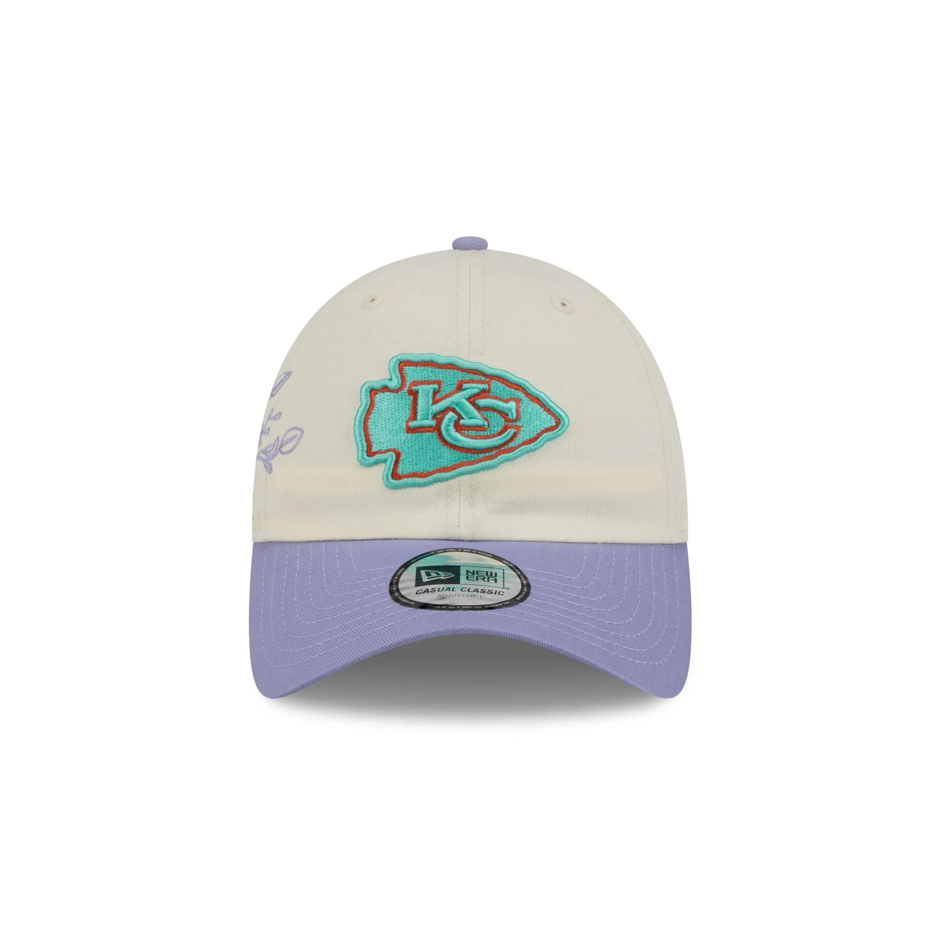 Kansas City Chiefs Lavender Flowers Casual Classic Adjustable Hat - Image 2