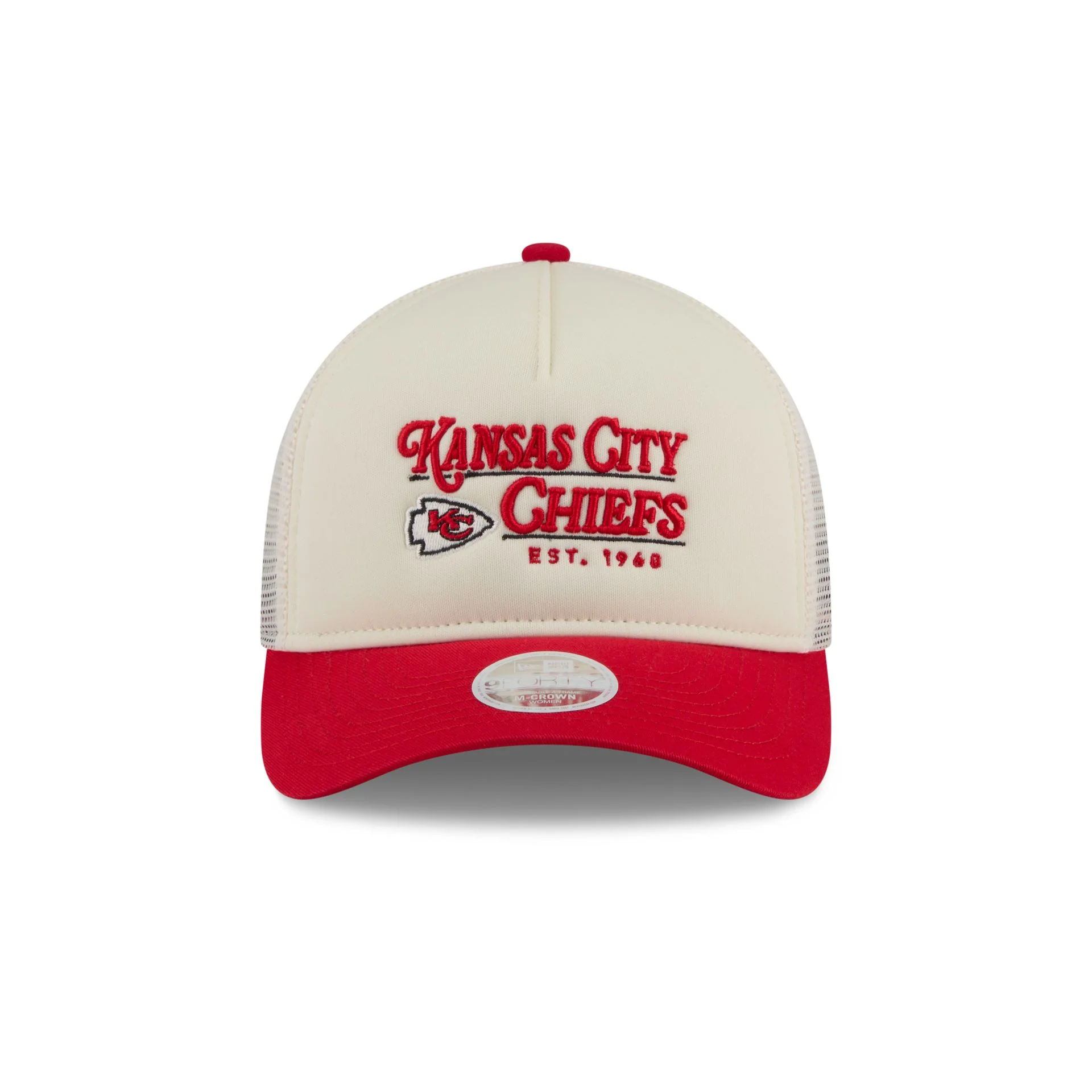 Kansas City Chiefs Retro Chrome Women's White 9FORTY M-Crown A-Frame Trucker Hat - Image 2