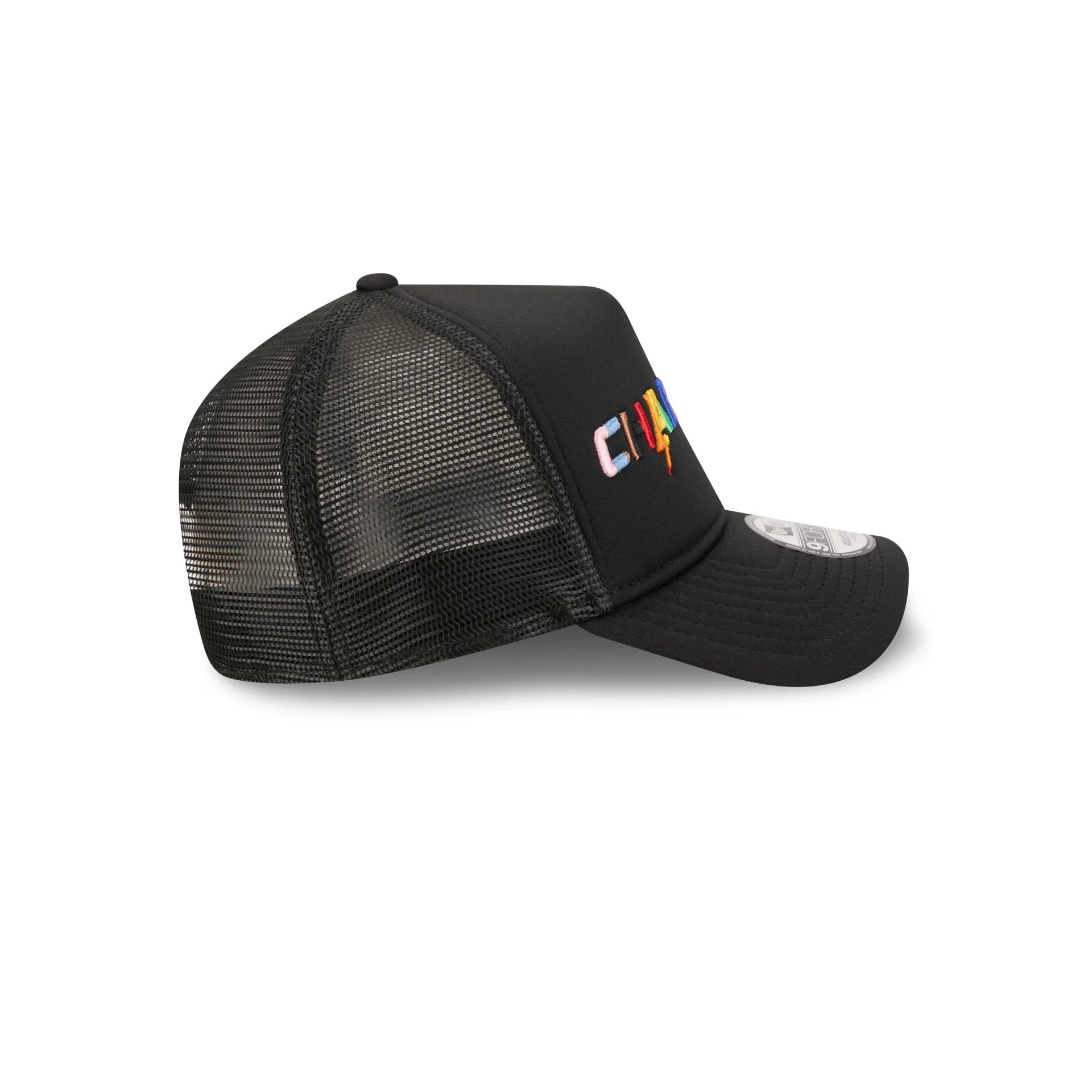 Los Angeles Chargers Rainbow Wordmark 9FORTY A-Frame Trucker Hat - Image 5