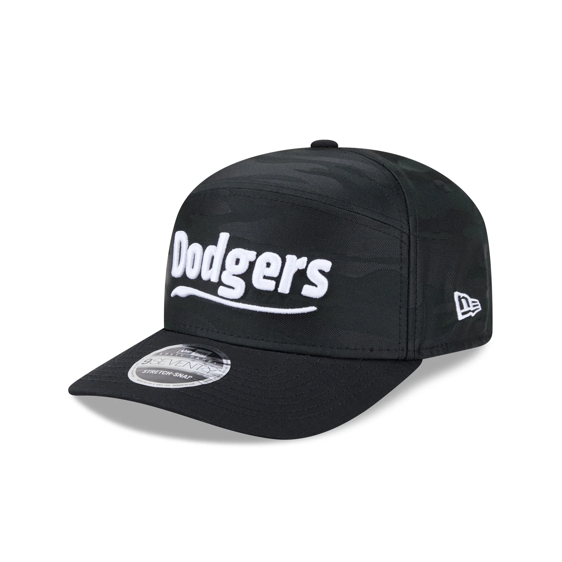 Los Angeles Dodgers Black Camo Split Panel 9SEVENTY Stretch-Snap Hat - Image 3
