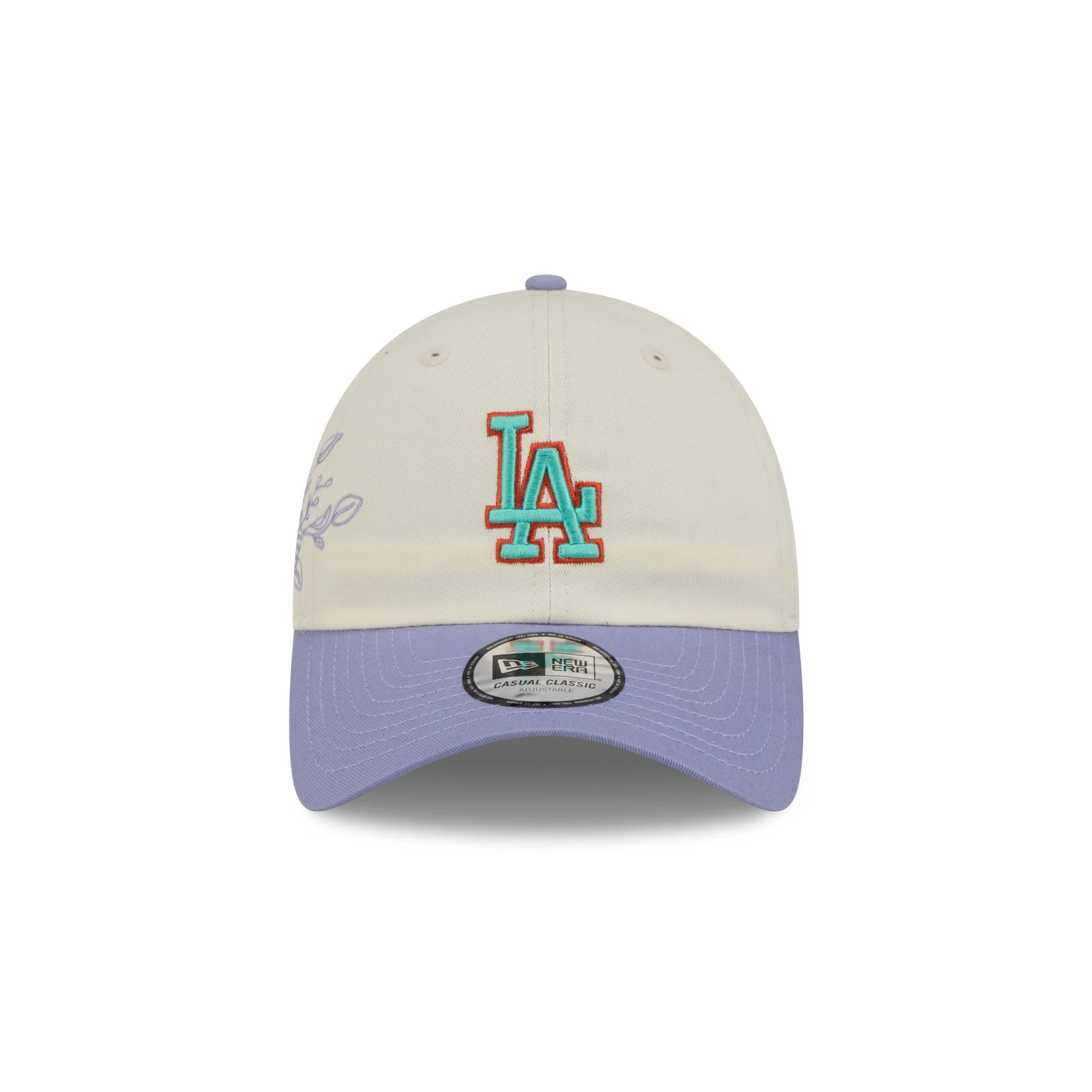 Los Angeles Dodgers Lavender Flowers Casual Classic Adjustable Hat - Image 2