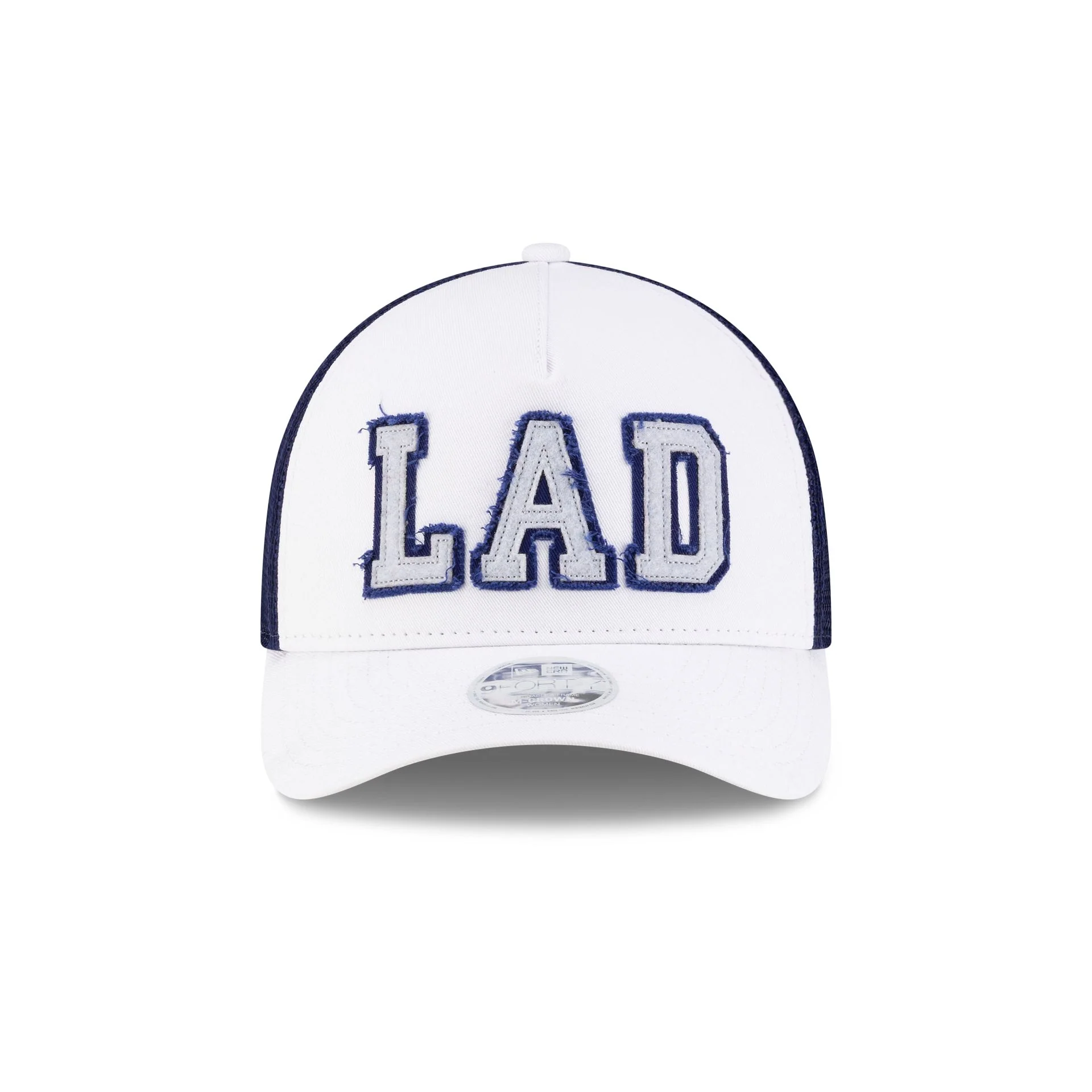 Los Angeles Dodgers Optic White Felt Logo Women's 9FORTY M-Crown A-Frame Trucker Hat - Image 2