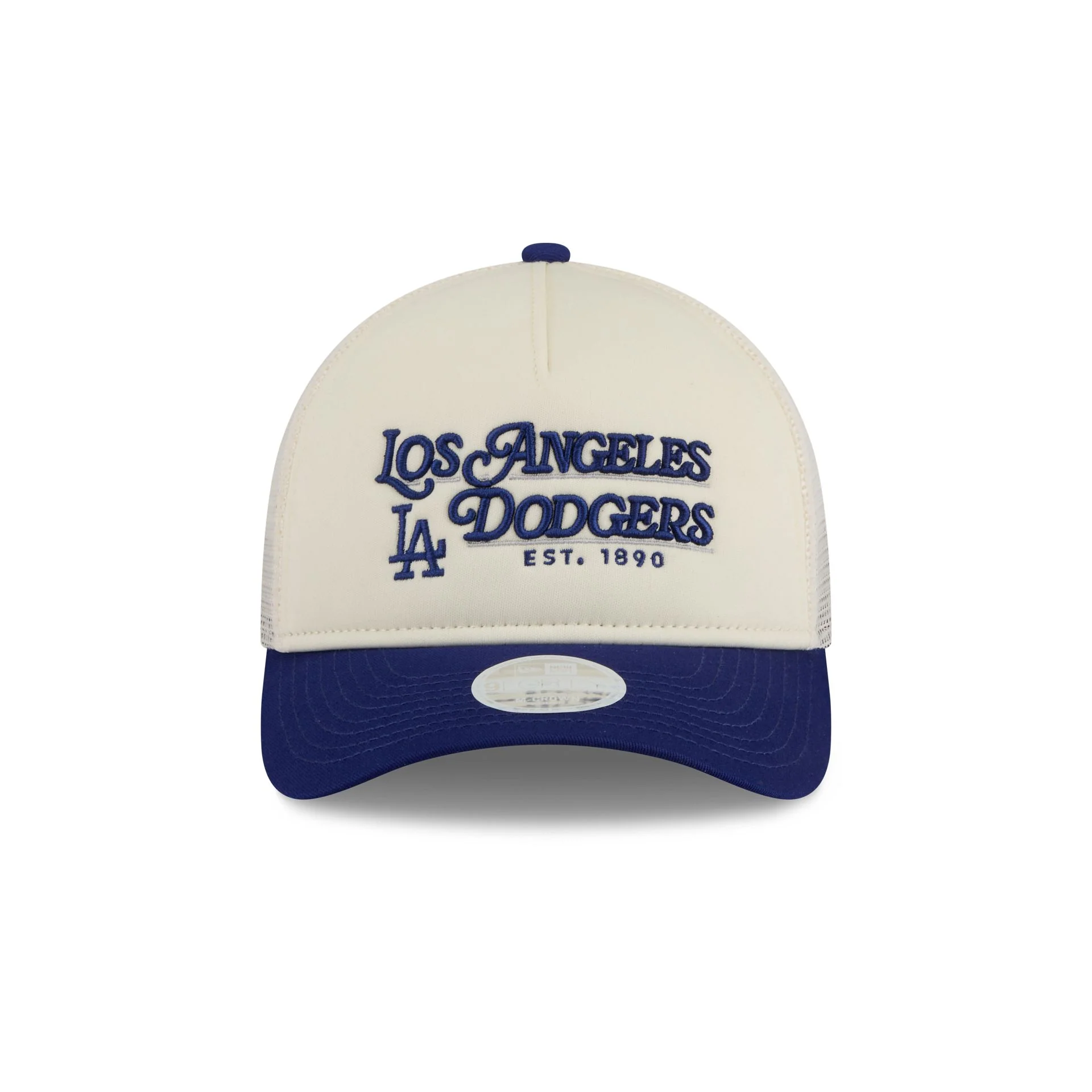 Los Angeles Dodgers Retro Chrome Women's White 9FORTY M-Crown A-Frame Trucker Hat - Image 2