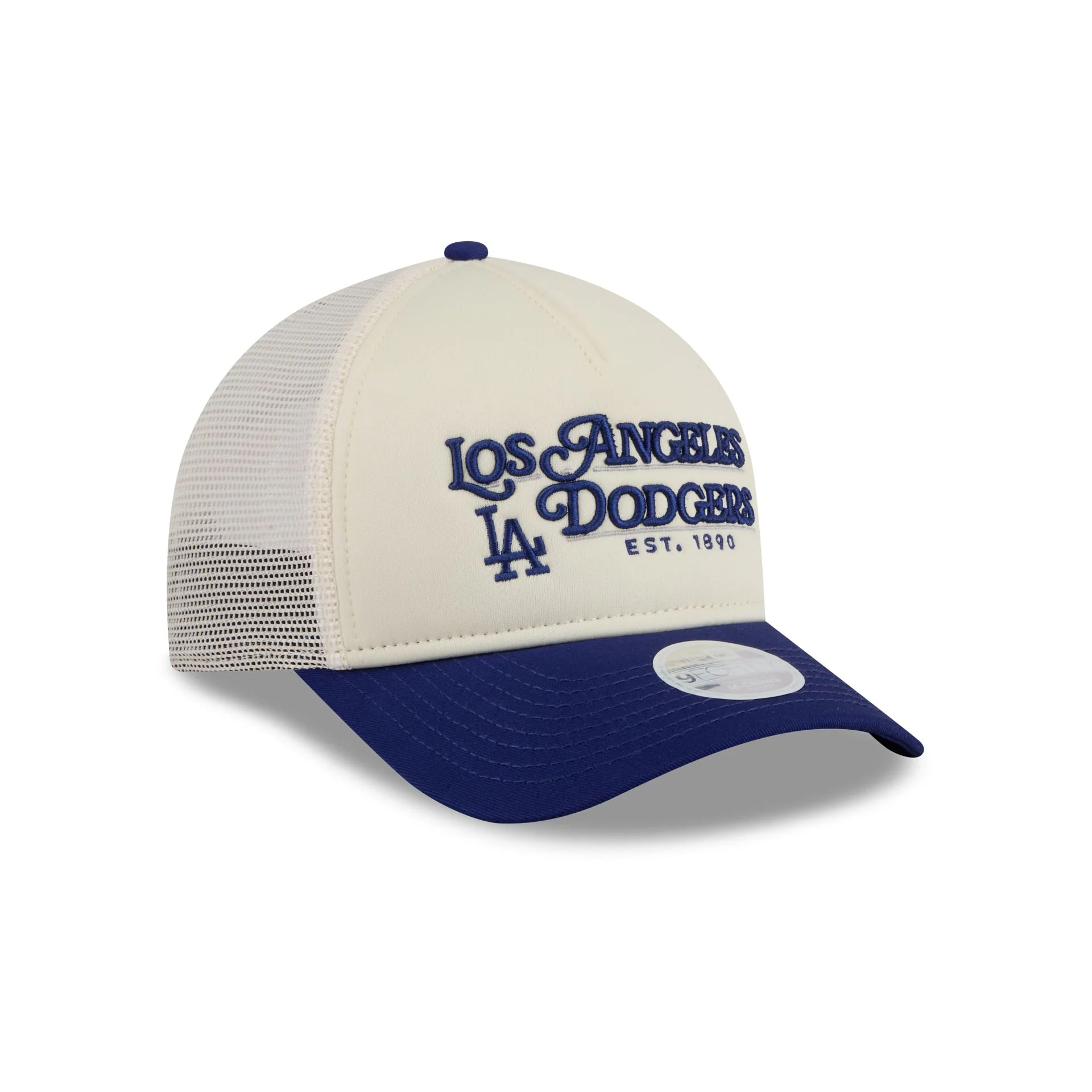 Los Angeles Dodgers Retro Chrome Women's White 9FORTY M-Crown A-Frame Trucker Hat - Image 3