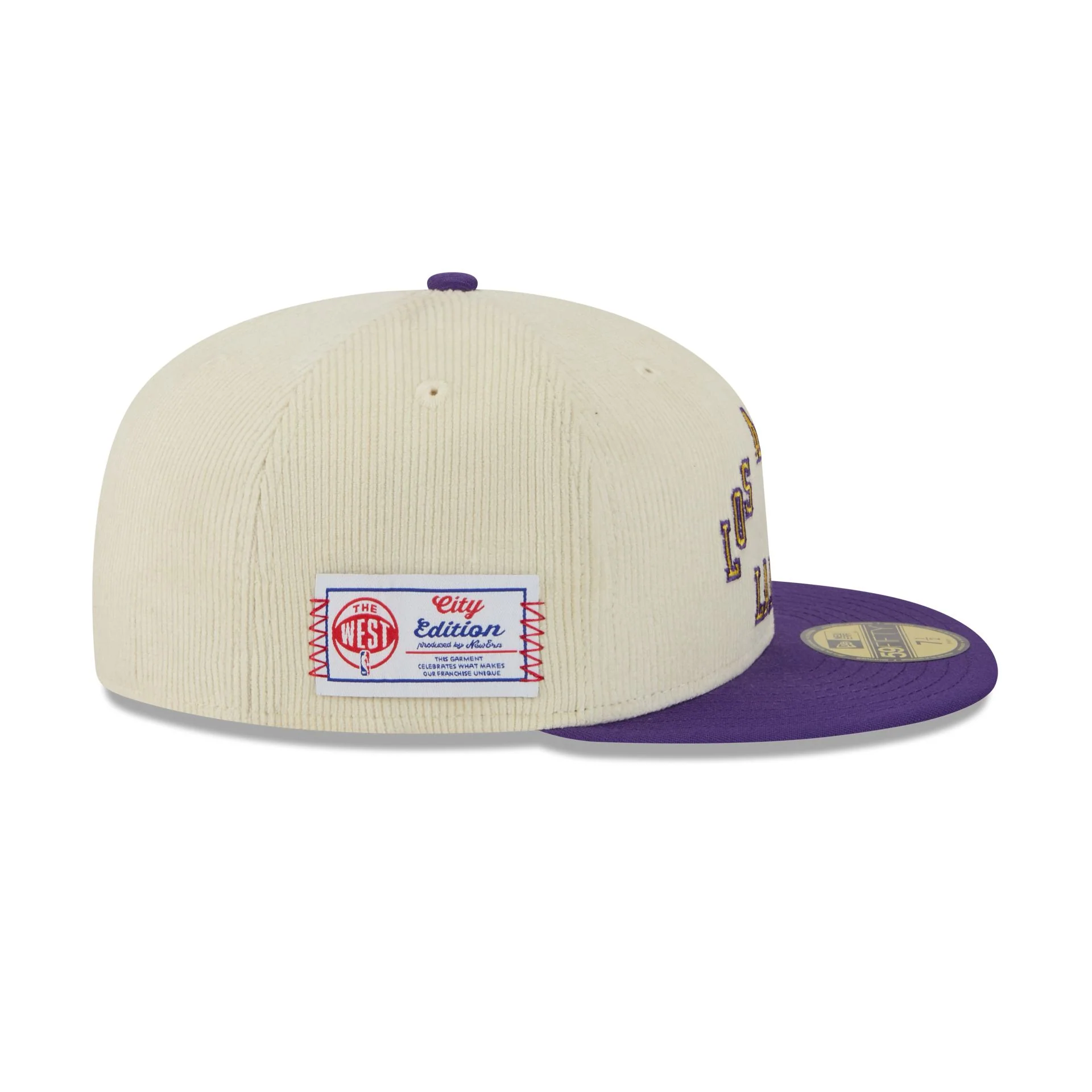 Los Angeles Lakers 2025 City Edition Chrome White Corduroy 59FIFTY Fitted Hat - Image 4
