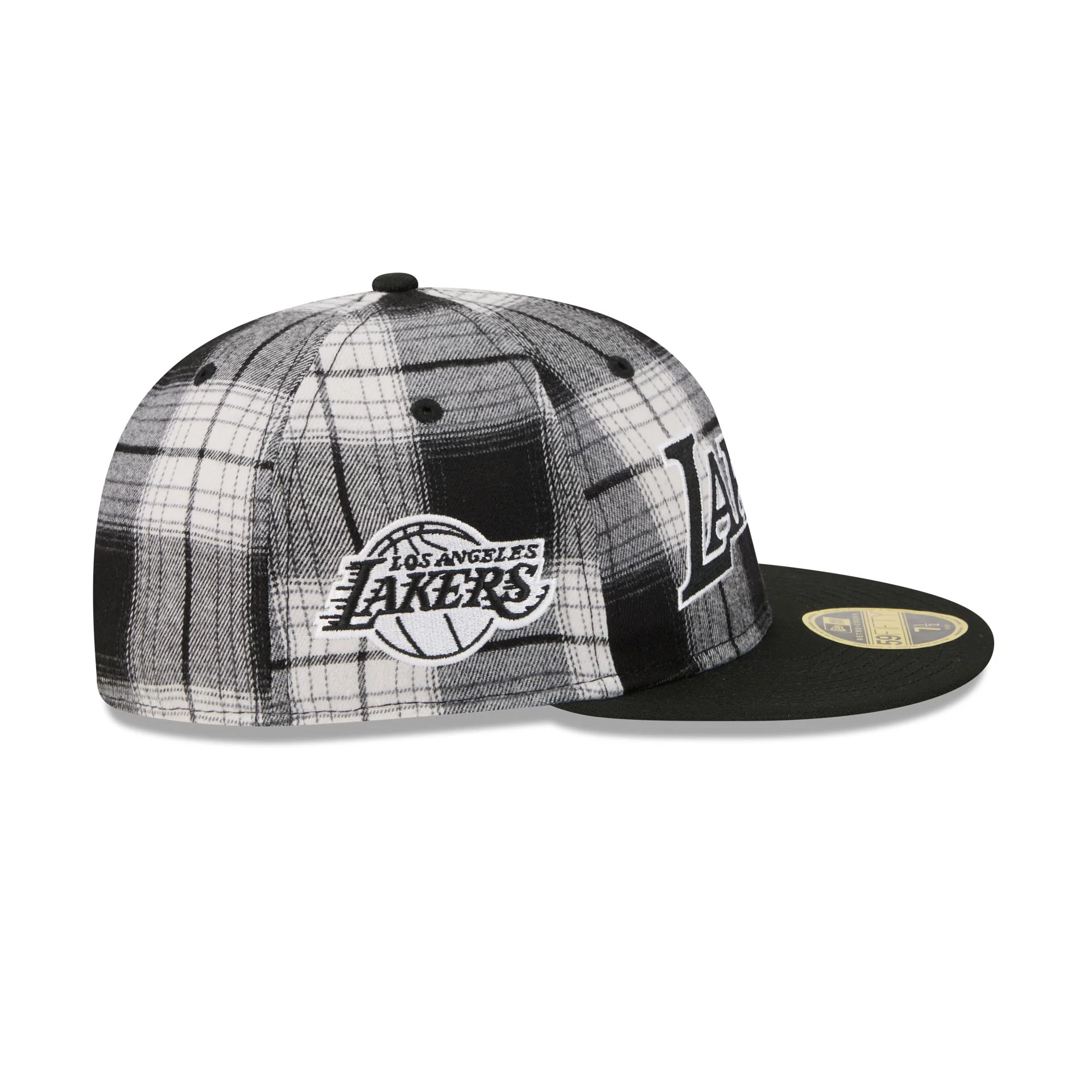 Los Angeles Lakers Grunge Plaid Retro Crown 59FIFTY Fitted Hat - Image 4