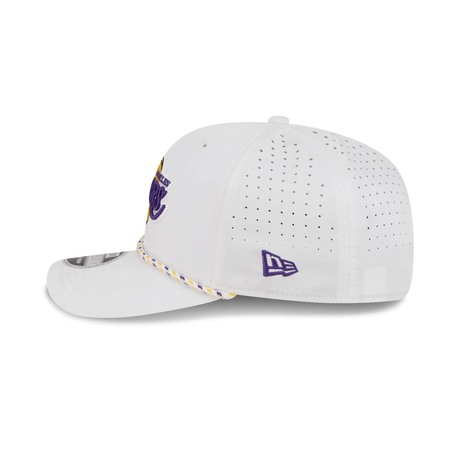 Los Angeles Lakers Optic White Performance Rope 9SEVENTY Stretch-Snap Hat - Image 4
