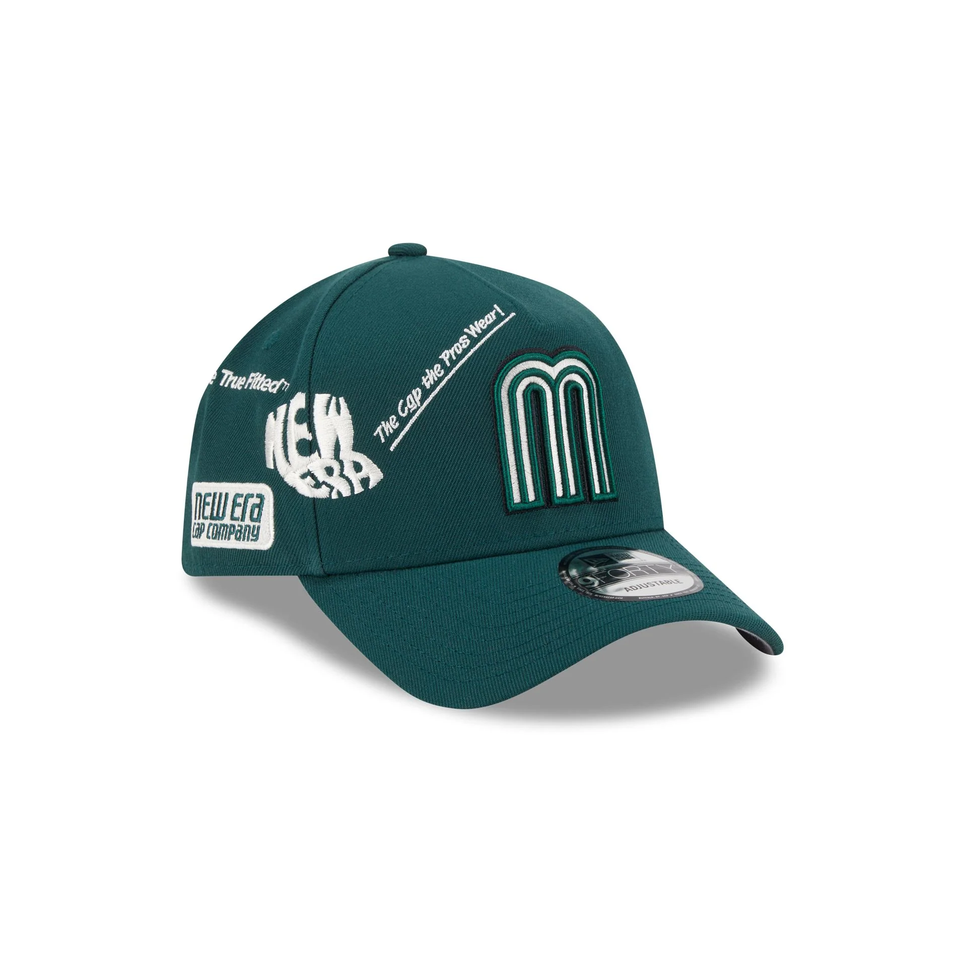 Mexico Baseball New Era Anniversary Logos Green 9FORTY M-Crown A-Frame Snapback Hat - Image 3