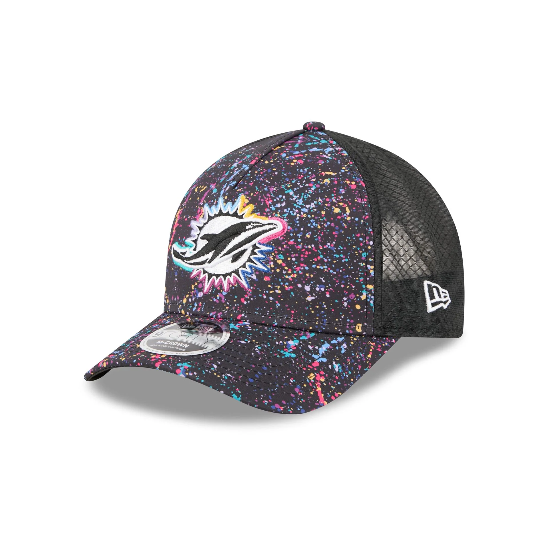 Miami Dolphins 2025 Crucial Catch 9FORTY M-Crown A-Frame Trucker Hat - Image 3