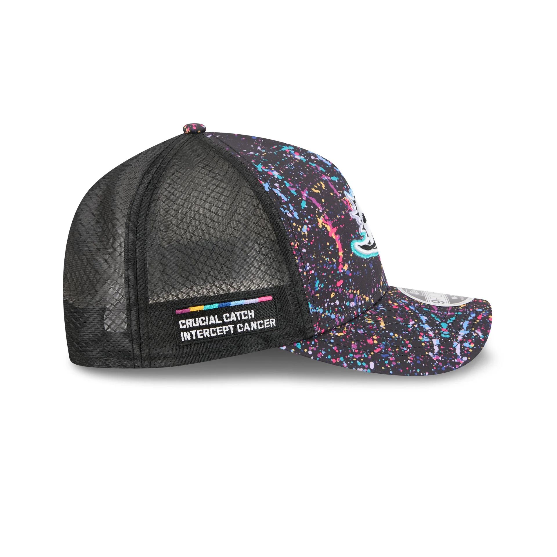 Miami Dolphins 2025 Crucial Catch 9FORTY M-Crown A-Frame Trucker Hat - Image 4