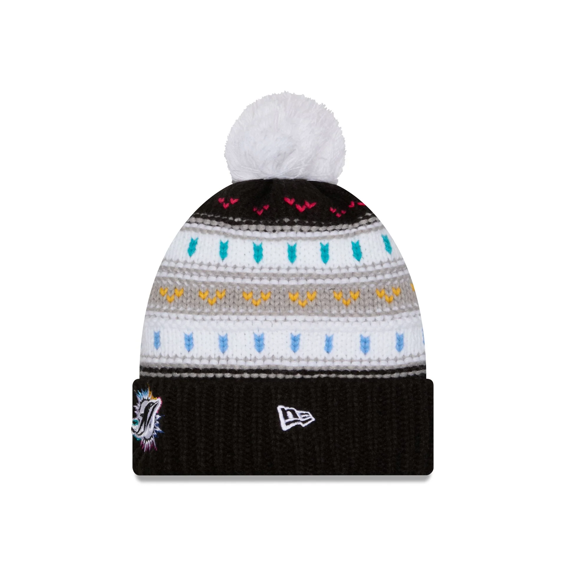 Miami Dolphins 2025 Crucial Catch Women's Pom Knit Hat - Image 3