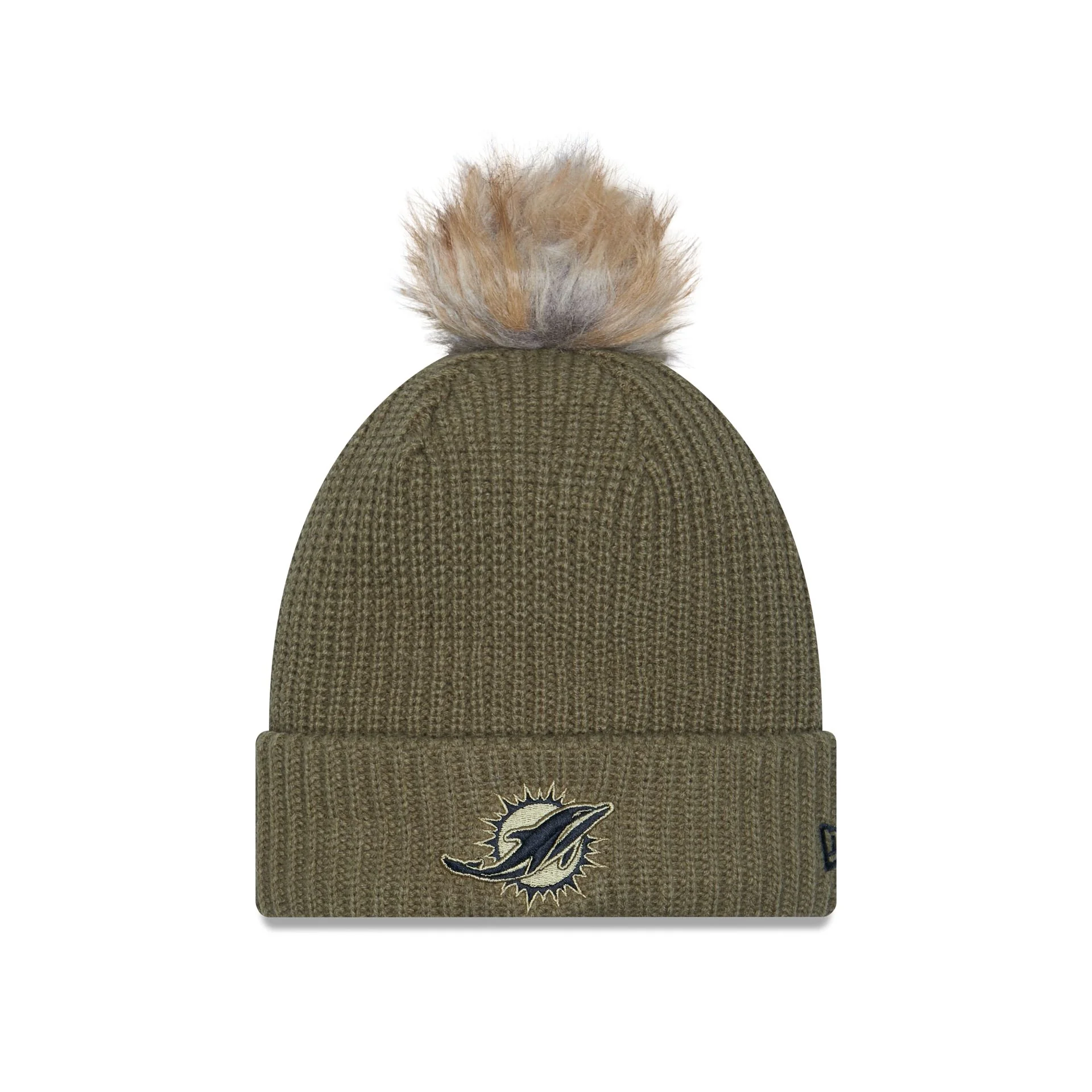 Miami Dolphins 2025 Salute to Service Women's Pom Knit Hat