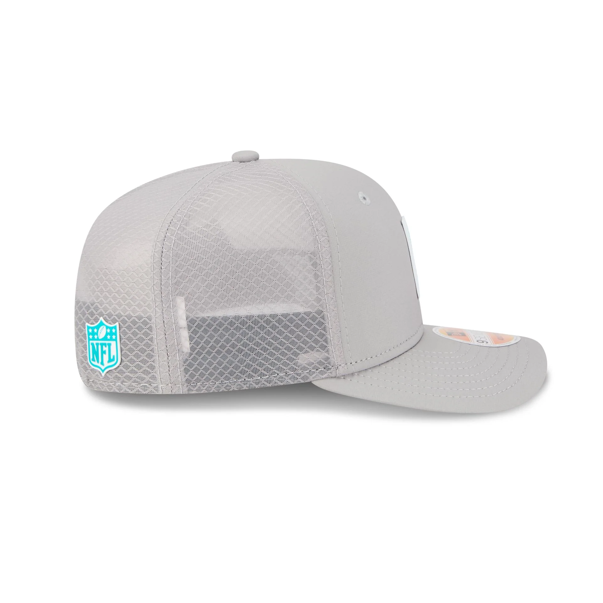 Miami Dolphins 2025 Sideline Hot Weather Gray 9SEVENTY Trucker Hat - Image 5