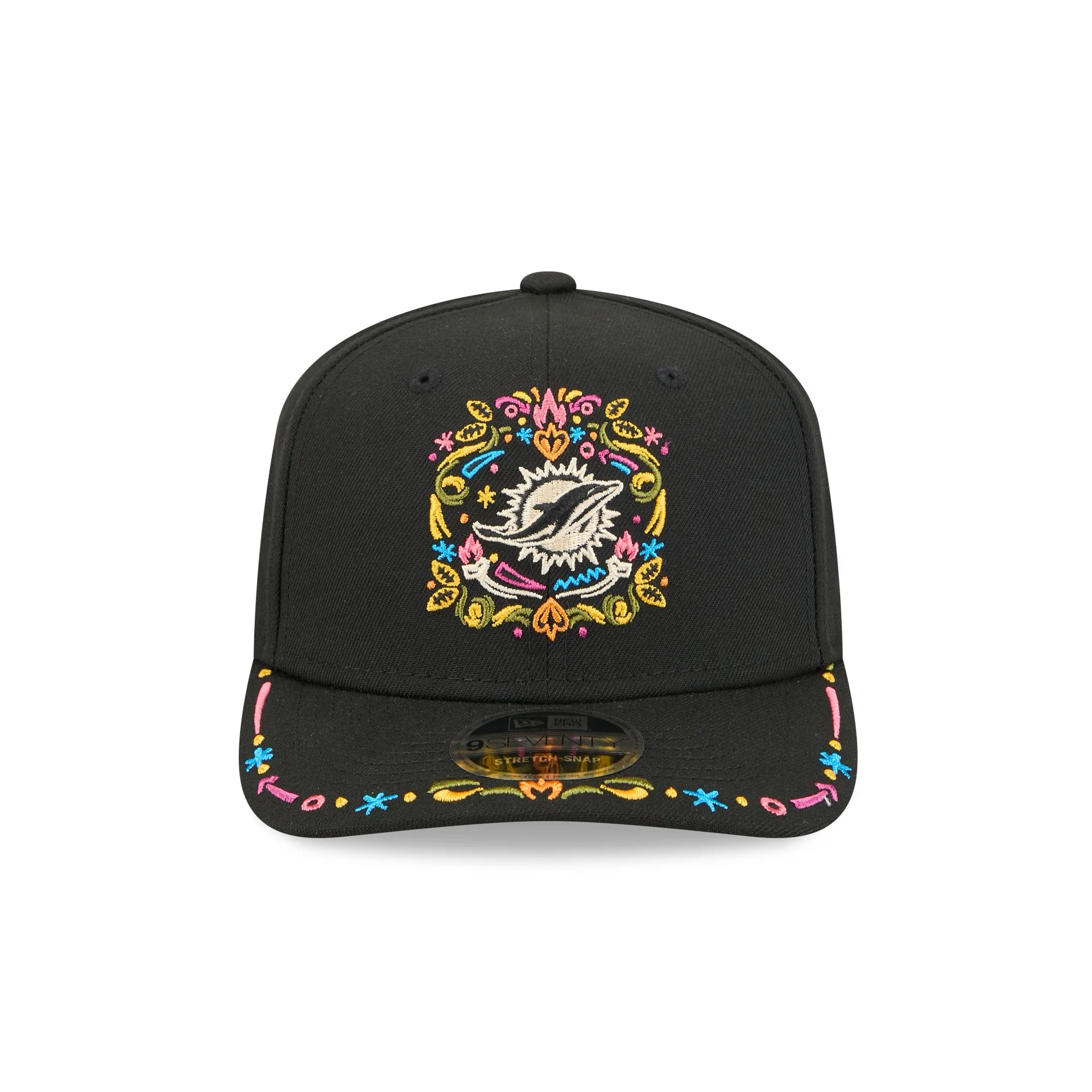Miami Dolphins Black Color Pop 9SEVENTY Stretch-Snap Hat - Image 2