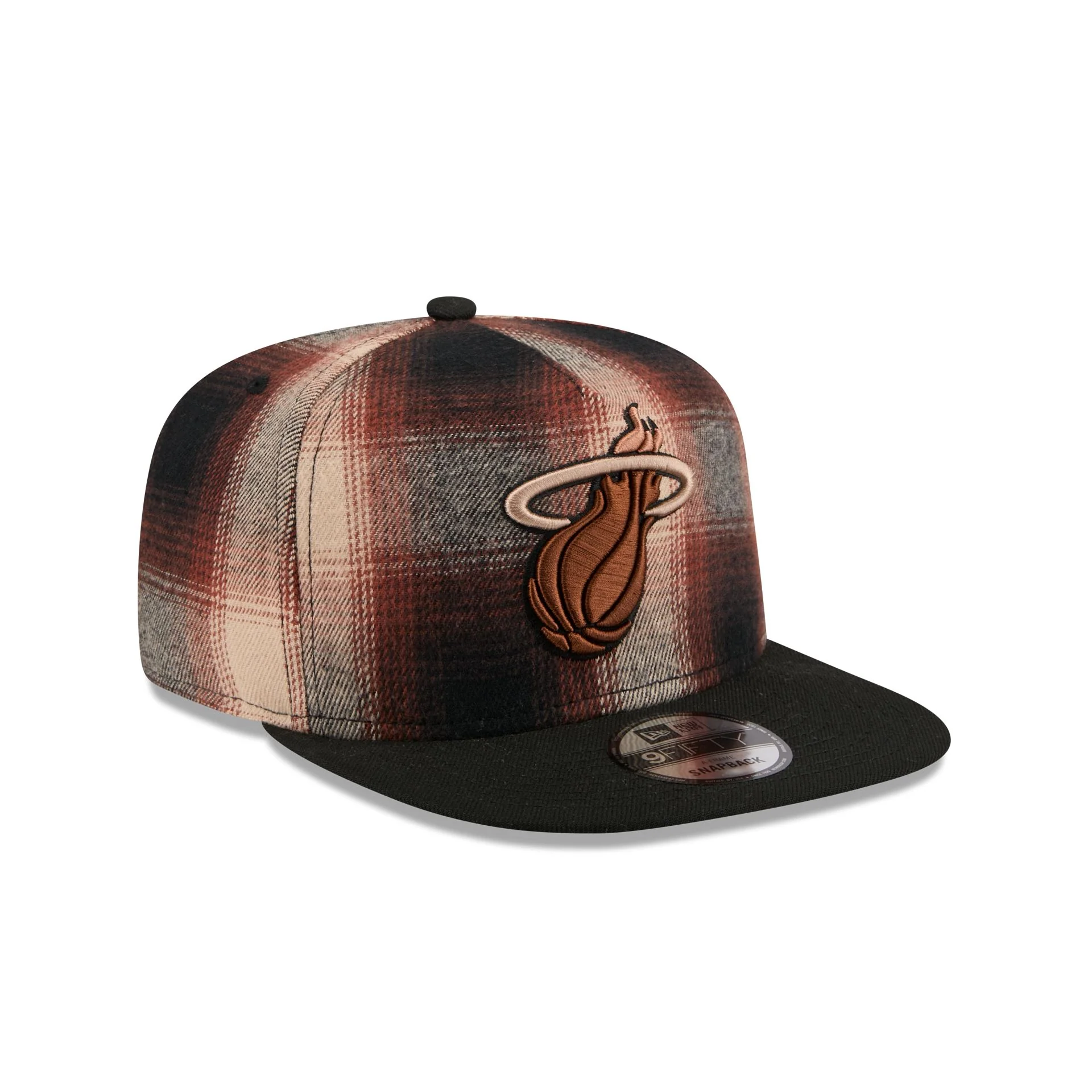 Miami Heat Grunge Plaid 9FIFTY A-Frame Adjustable Hat - Image 3