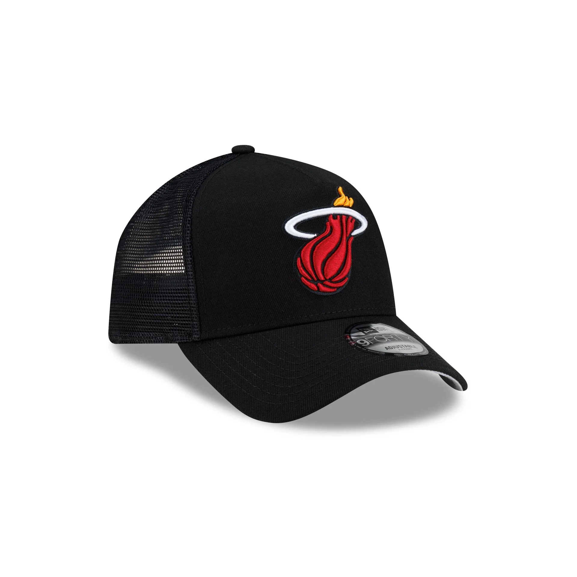 Miami Heat Side Script 9FORTY A-Frame Trucker Hat - Image 3