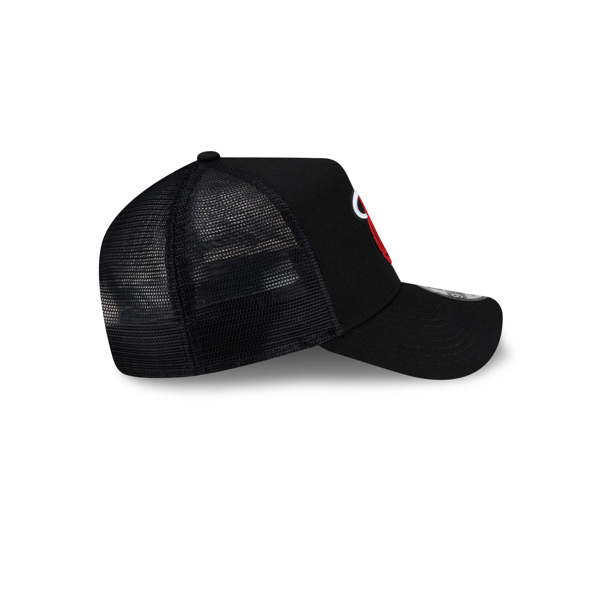 Miami Heat Side Script 9FORTY A-Frame Trucker Hat - Image 5