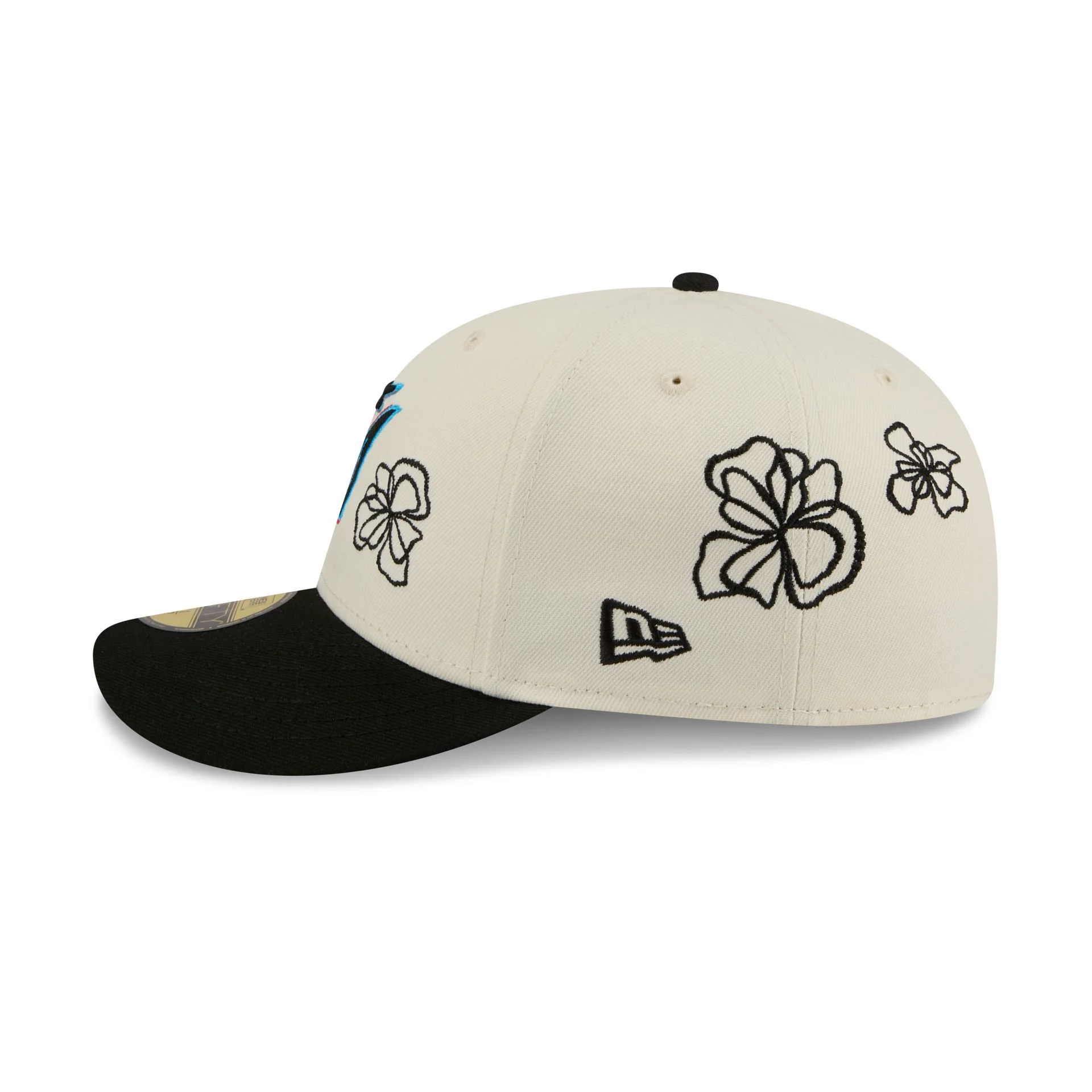 Miami Marlins Floral Outline 59FIFTY Fitted Hat - Image 4