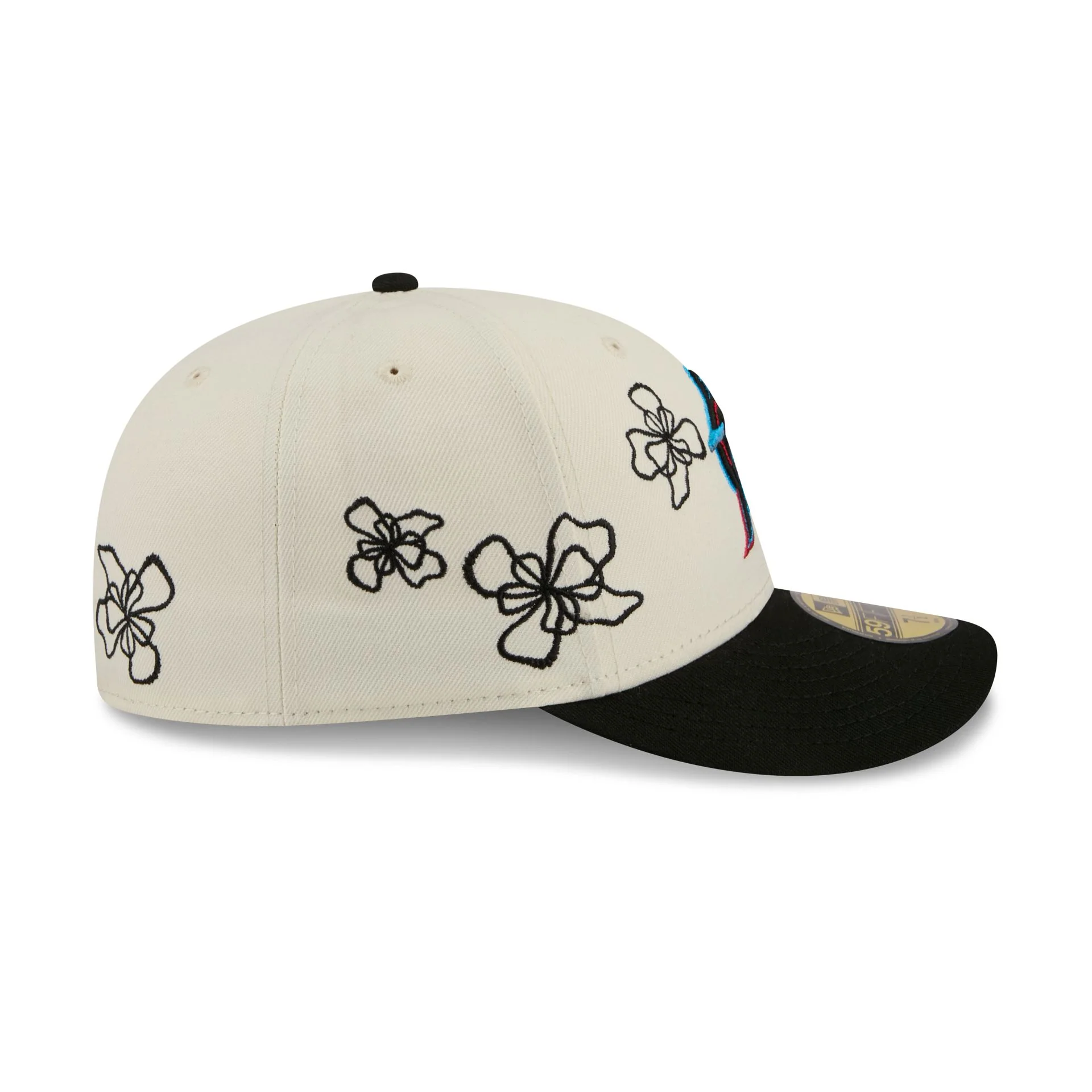 Miami Marlins Floral Outline 59FIFTY Fitted Hat - Image 5