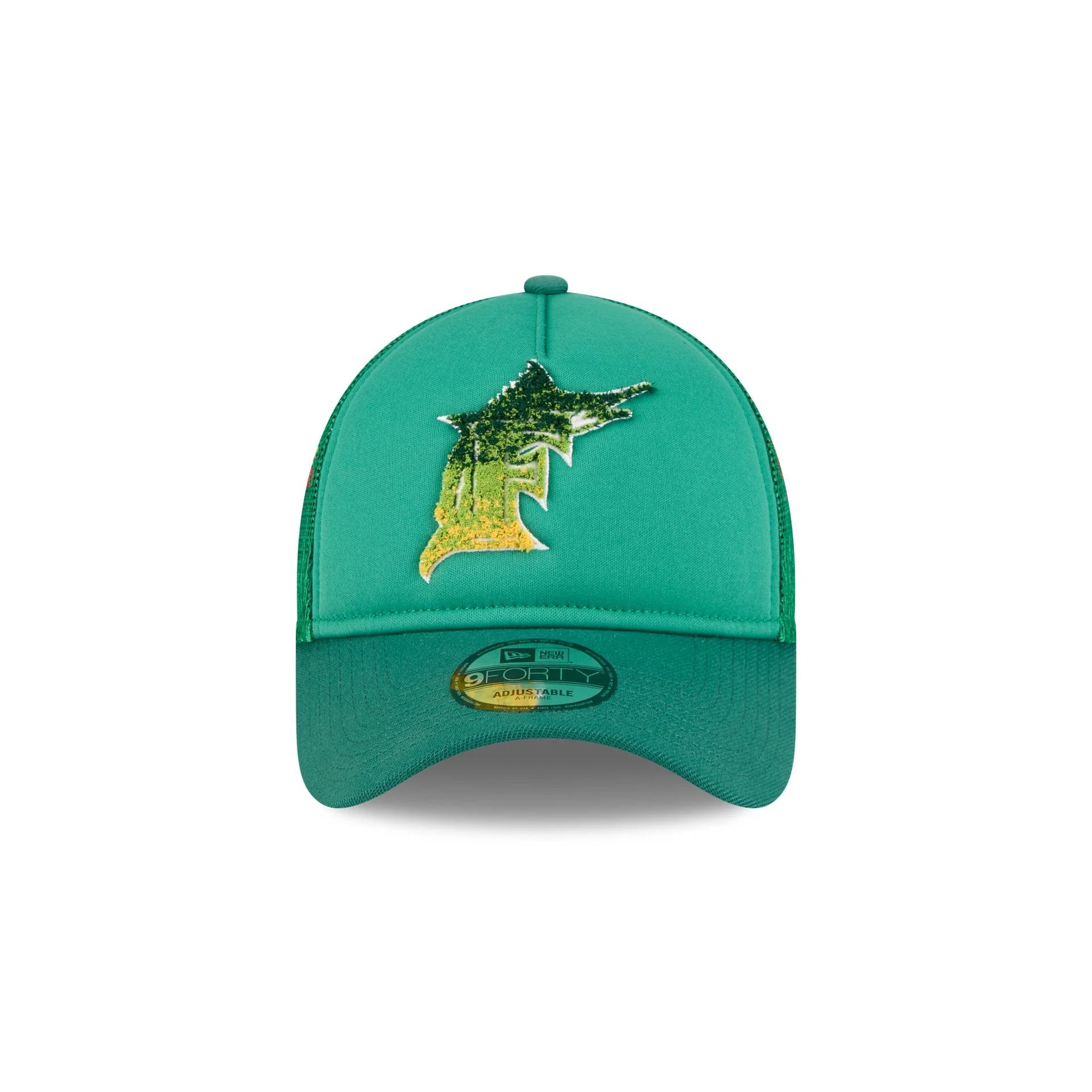 Miami Marlins Gradient Logo 9FORTY A-Frame Trucker Hat - Image 2