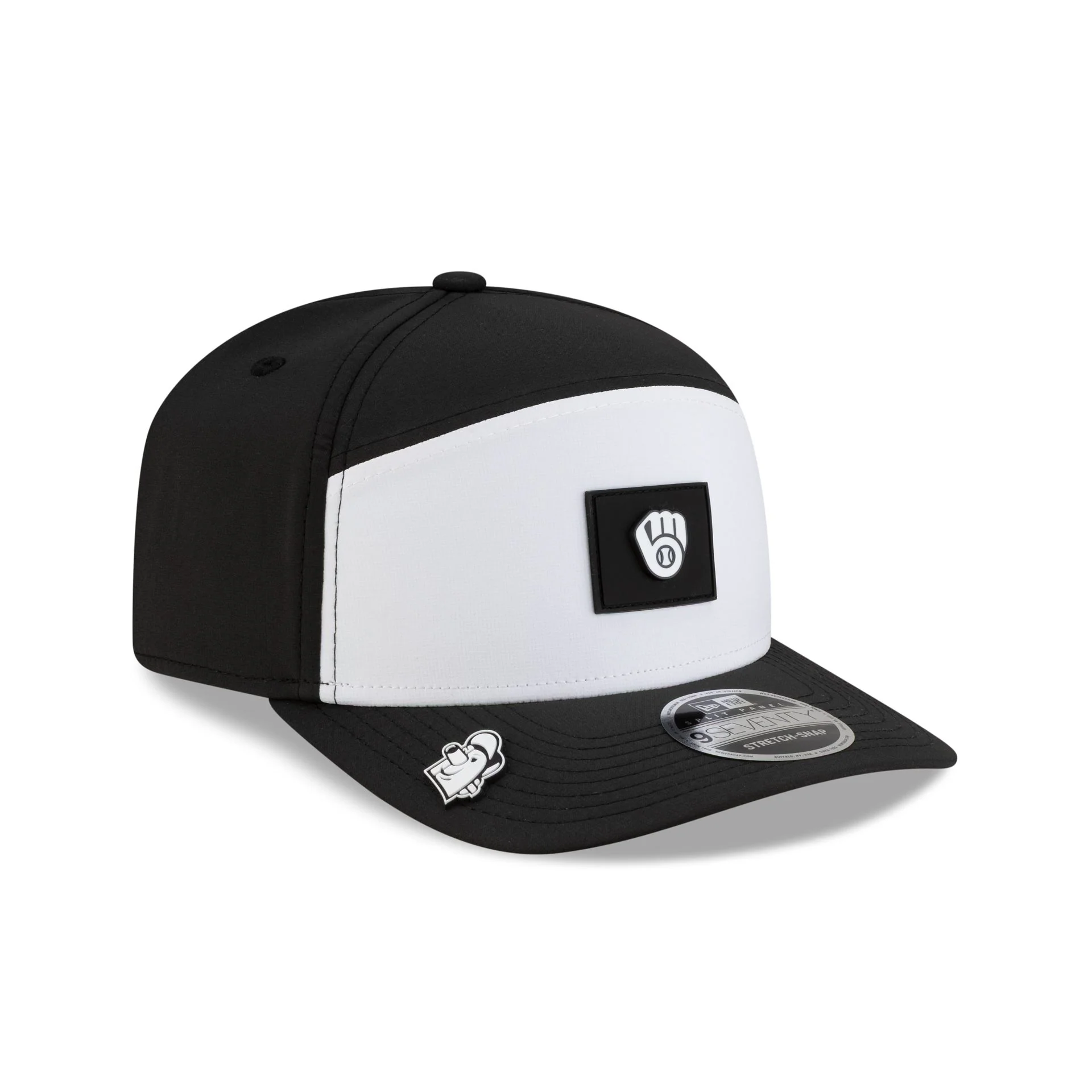 Milwaukee Brewers 2026 Clubhouse Black & White Split Panel 9SEVENTY Stretch-Snap Hat