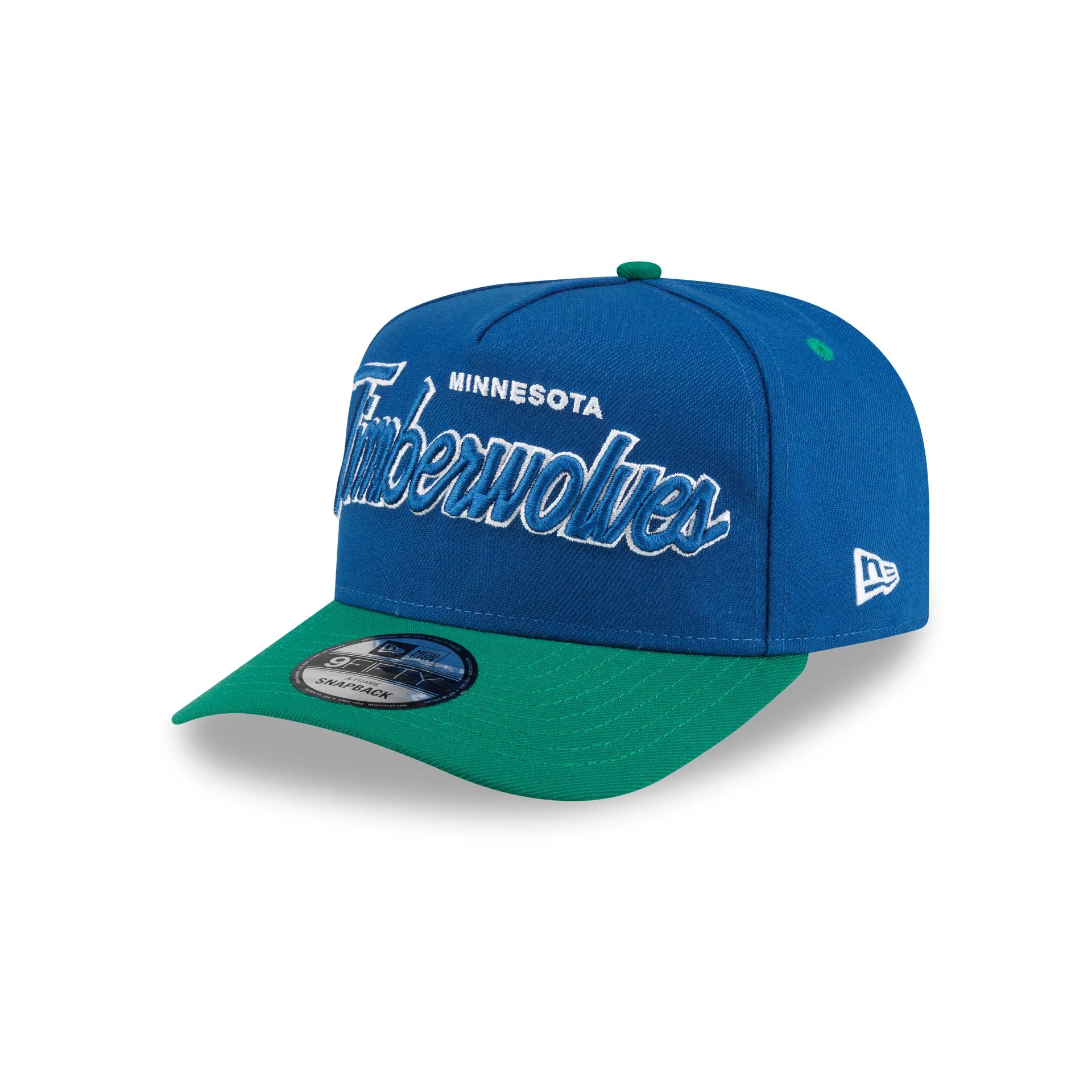 Minnesota Timberwolves Hardwood Classics 90s Script 9FIFTY A-Frame Snapback Hat - Image 3